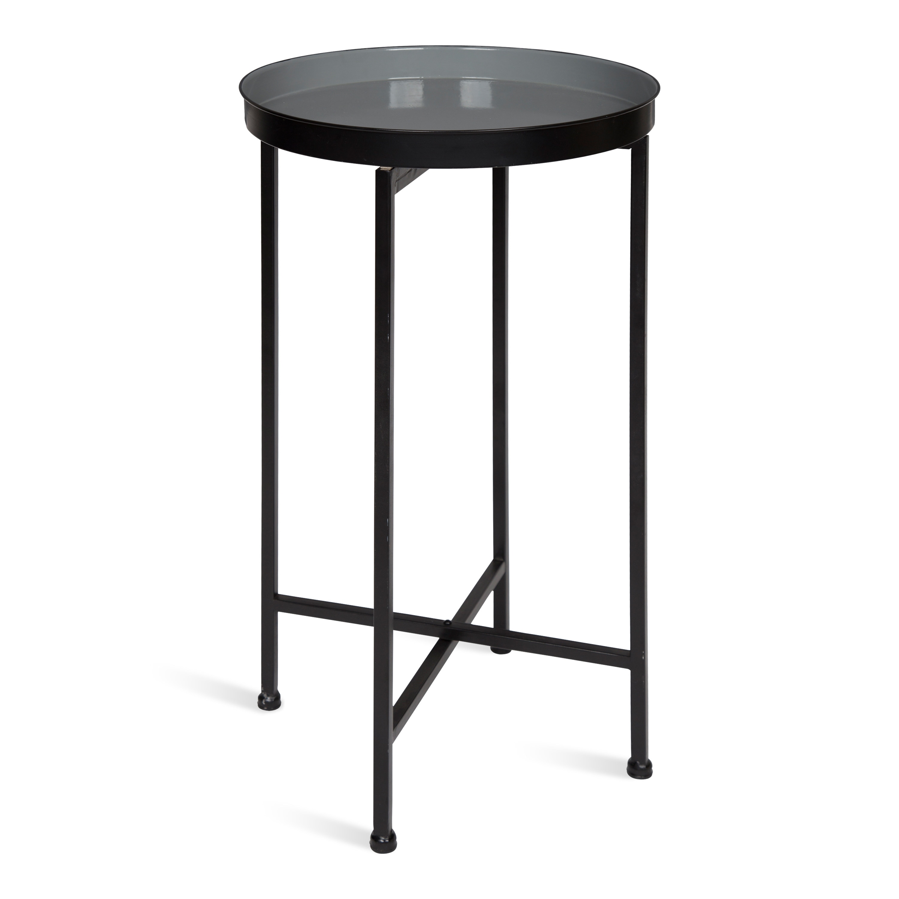 Kate and Laurel 213955 Celia 14.00-in W x 25.75-in H Black Metal Round Modern End Table