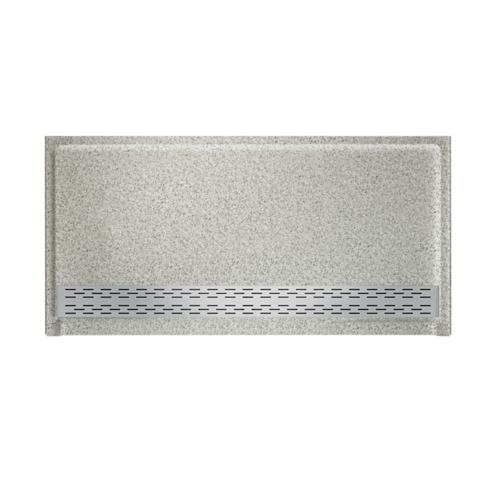 SWAN SBF-3464-042 64.25-in W x 34.13-in L x 5.33-in H Gray Granite Rectangle Shower Pan Base (Front Drain)