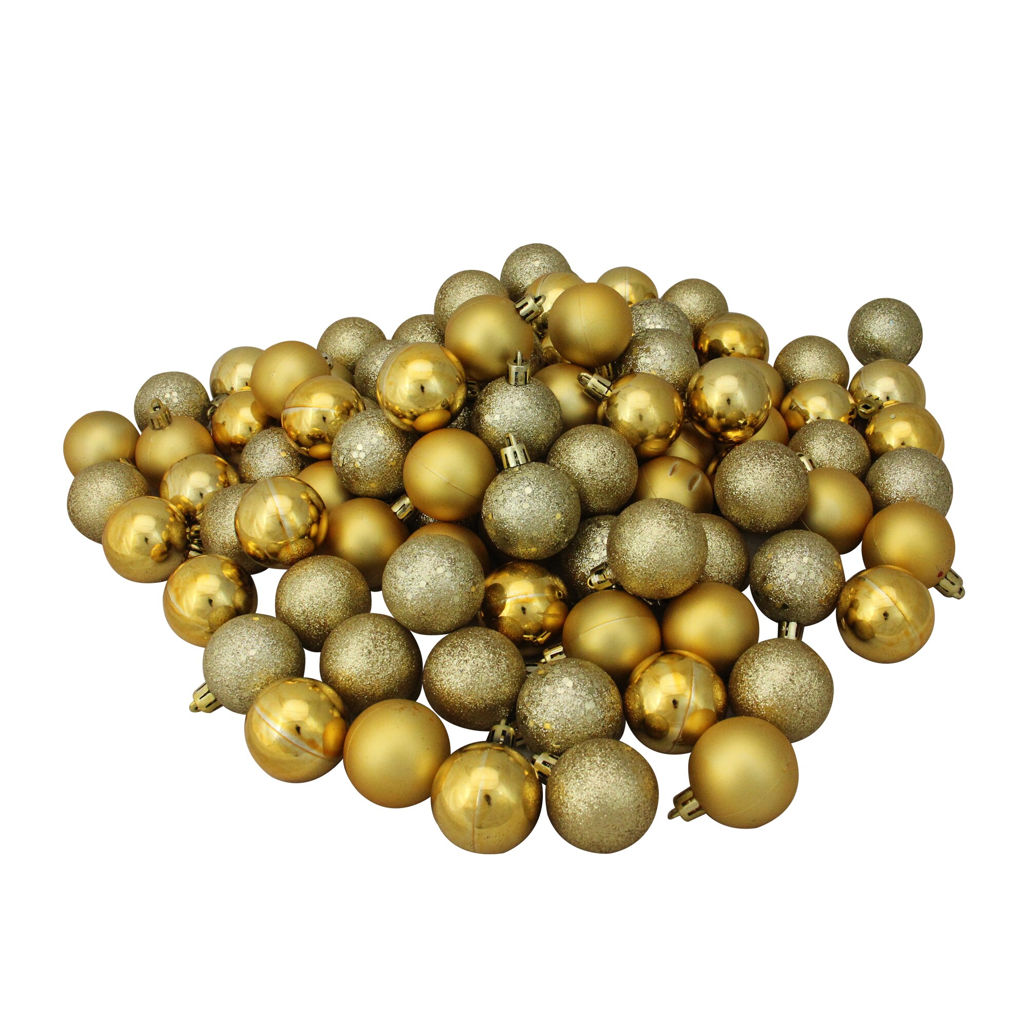 Northlight 32280570 96 -Pack Gold Ball Standard Indoor Ornament set Shatterproof