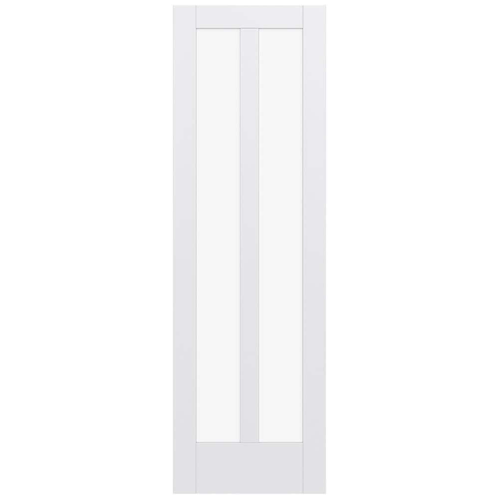 JELD-WEN LOWOLJW221100270 MODA 1024W 24-in x 96-in Primed 2-panel square Clear glass Smooth Solid core Primed MDF Slab Door