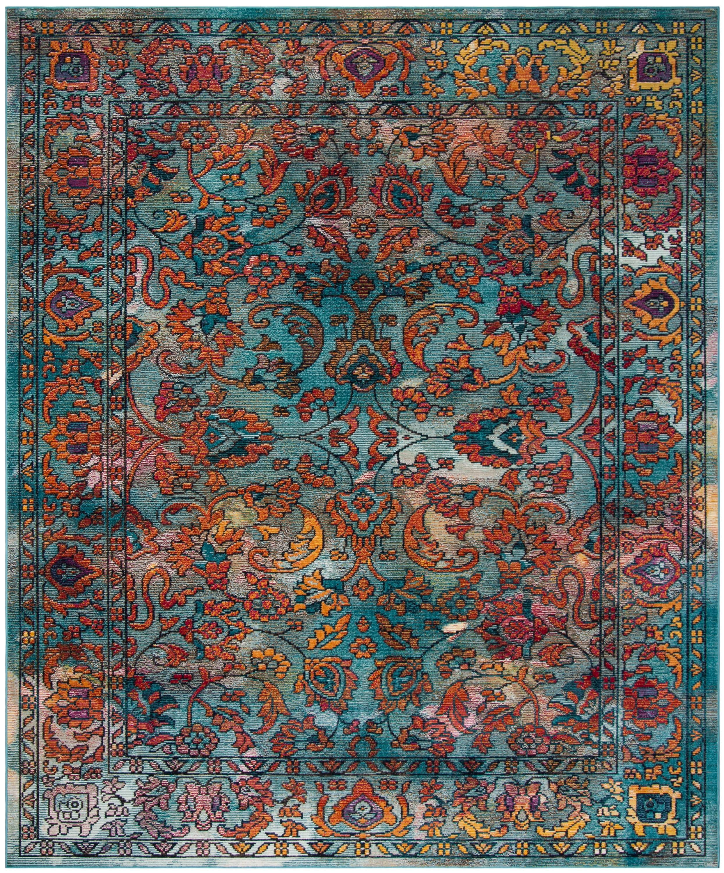 Elysian Fields Light Blue Floral Hand-Knotted Area Rug - 6'7" x 9'2"