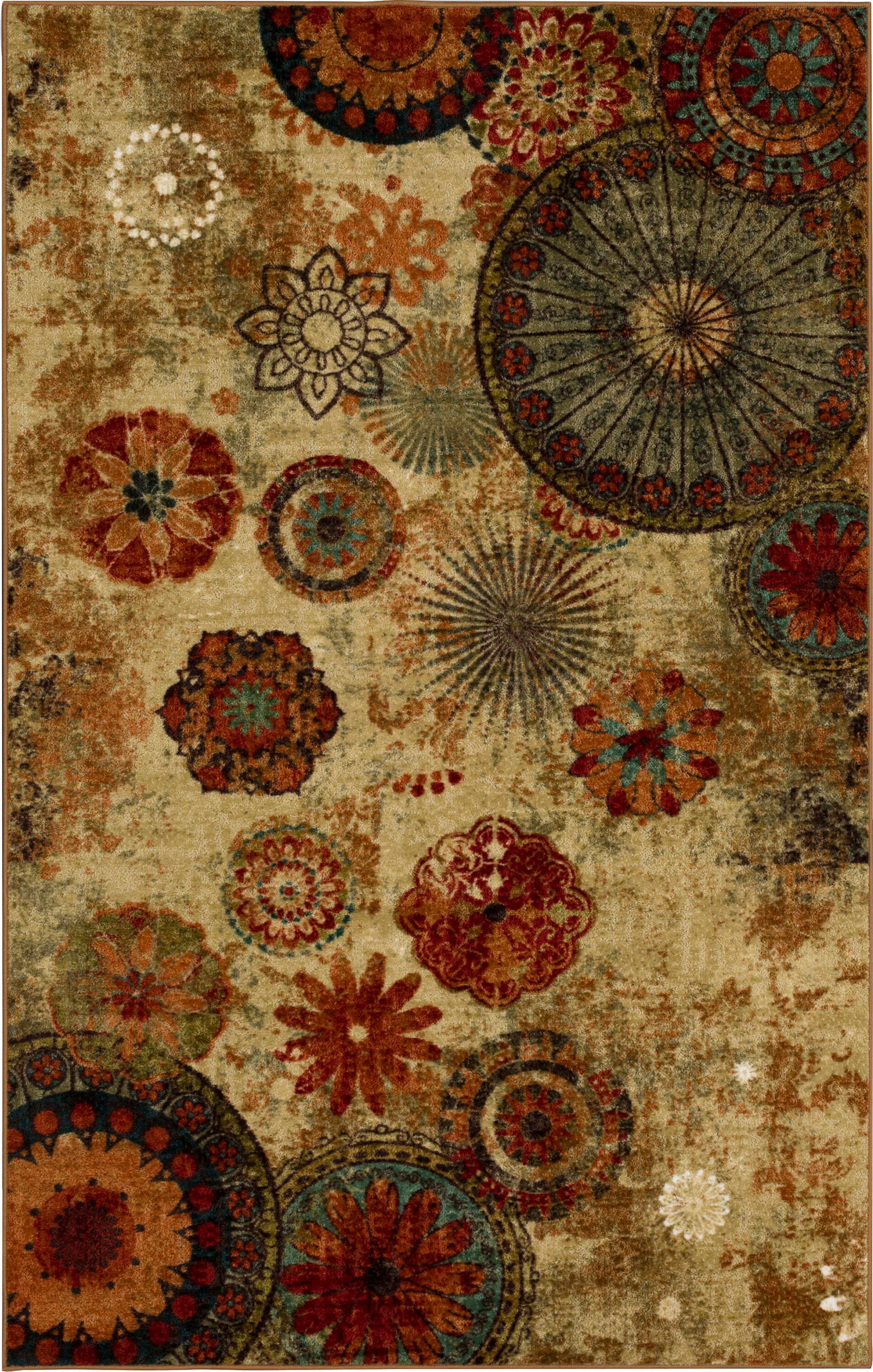 Caravan Blue Medallion Easy-Care Synthetic Rectangular Rug