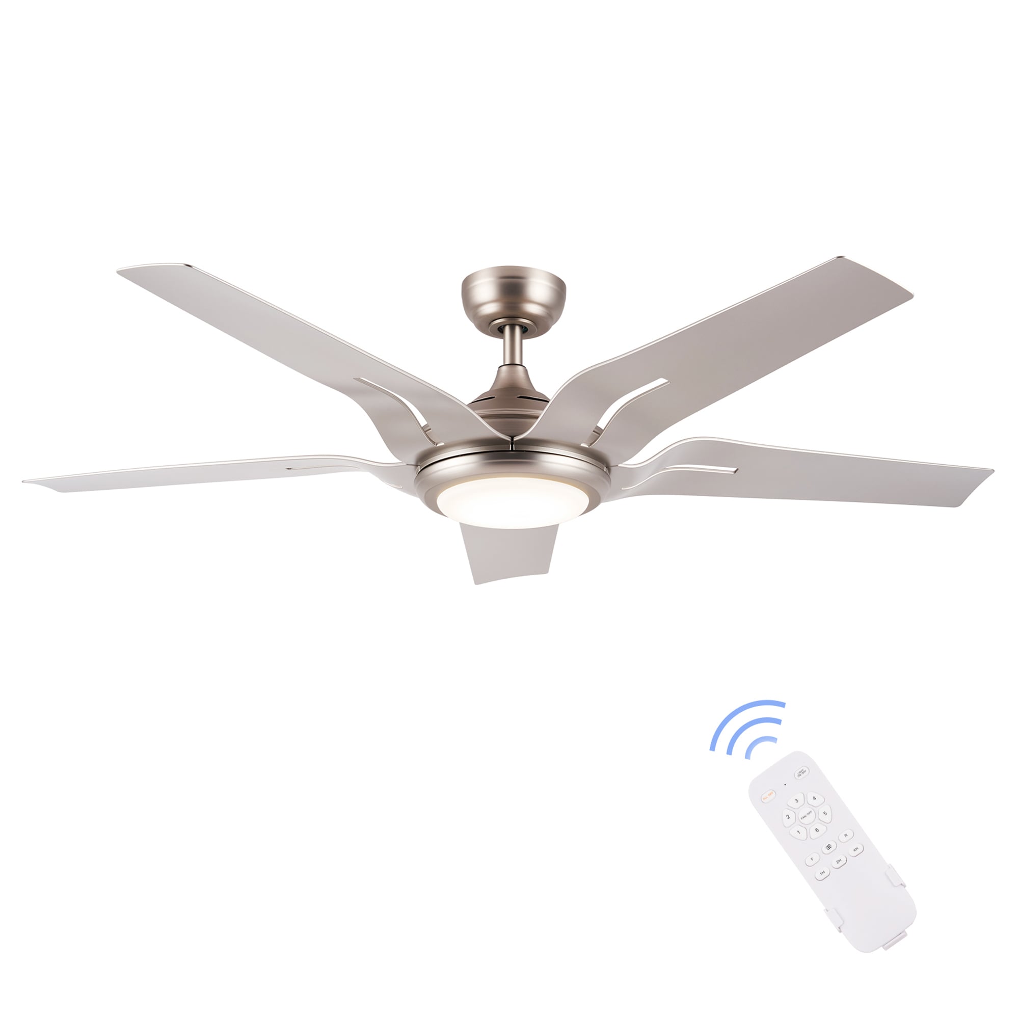 CO-Z CFN-1507-NI 56-in Color-Changing Integrated LED Brushed Nickel with Brushed Nickel Blades Ceiling Fan With Light - Remote Included ( 5 -Blade )