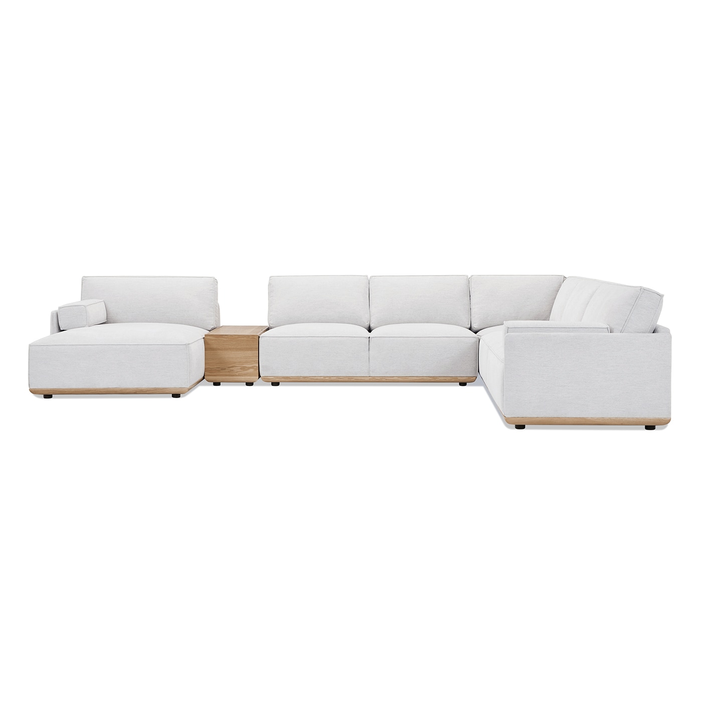 Jennifer Taylor Home L5P-KPG-66290L Destin 164-in Farmhouse Lunar Gray-White Chenille 6+ -seater Sectional