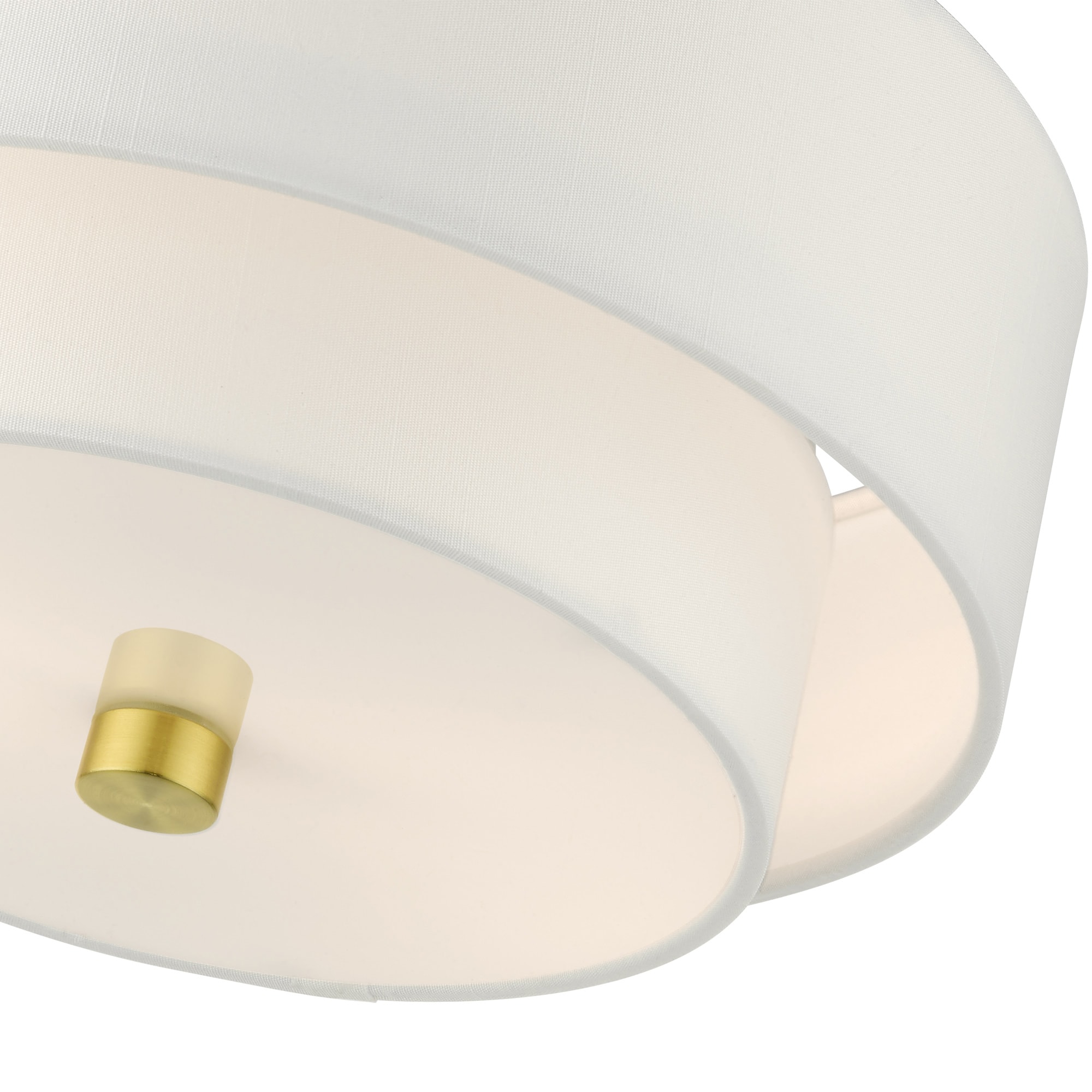 Satin Brass Glass Drum 2-Light Semi-Flush Mount