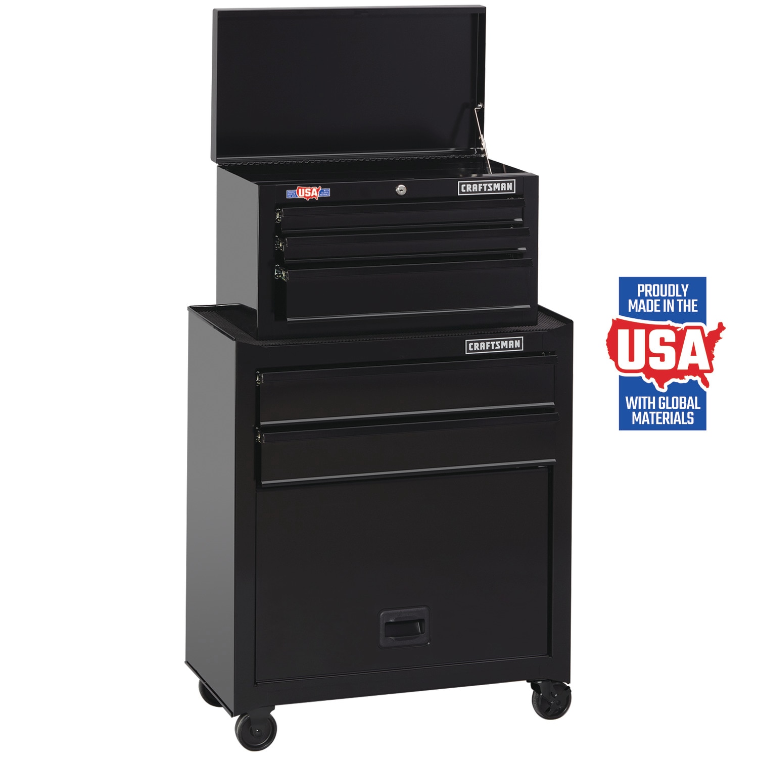 1000 Series 26.5-in W x 44.25-in H 5 Ball-bearing Steel Tool Chest Combo (Black) | - CRAFTSMAN CMST22653BK
