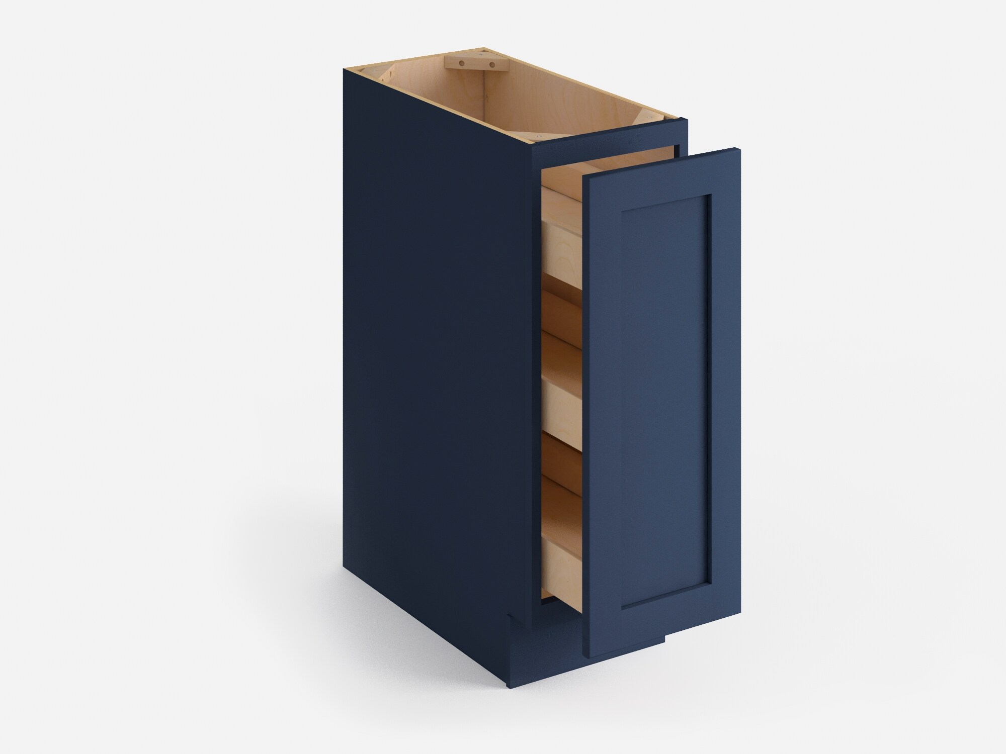 Valleywood Cabinetry 12-in W x 34.5-in H x 24-in D Marine Blue Birch Pull-out Tray Divider Base Ready To Assemble Plywood Cabinet (Flat Panel Style)