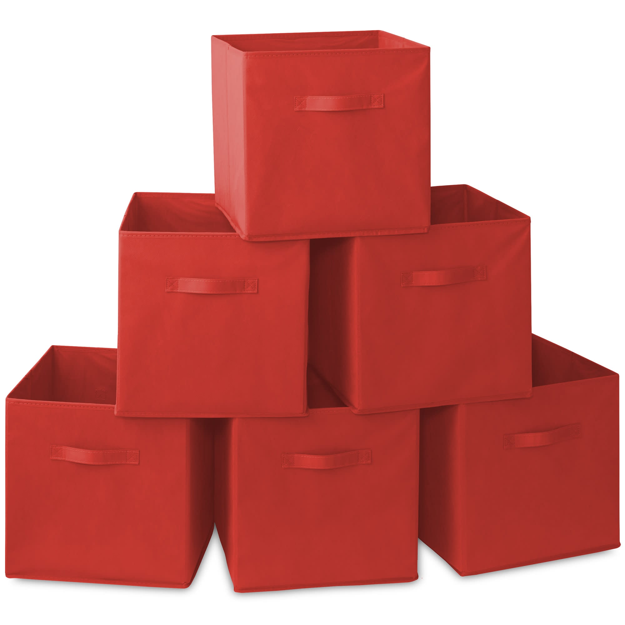 Casafield HOM-STO-13CC-RED (Set of 6) Collapsible Fabric Cubes - 13-in Storage Bins - Red