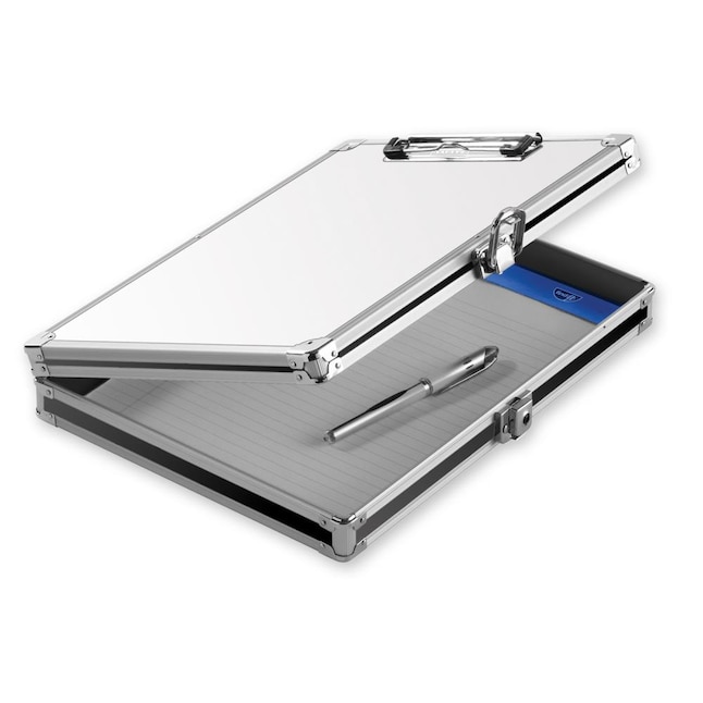 Vaultz Locking Whiteboard Clipboard, Letter Size, Key Lock, Black -  Portable File Safe Box with Interior Velcro Document Belt and Mesh Pockets