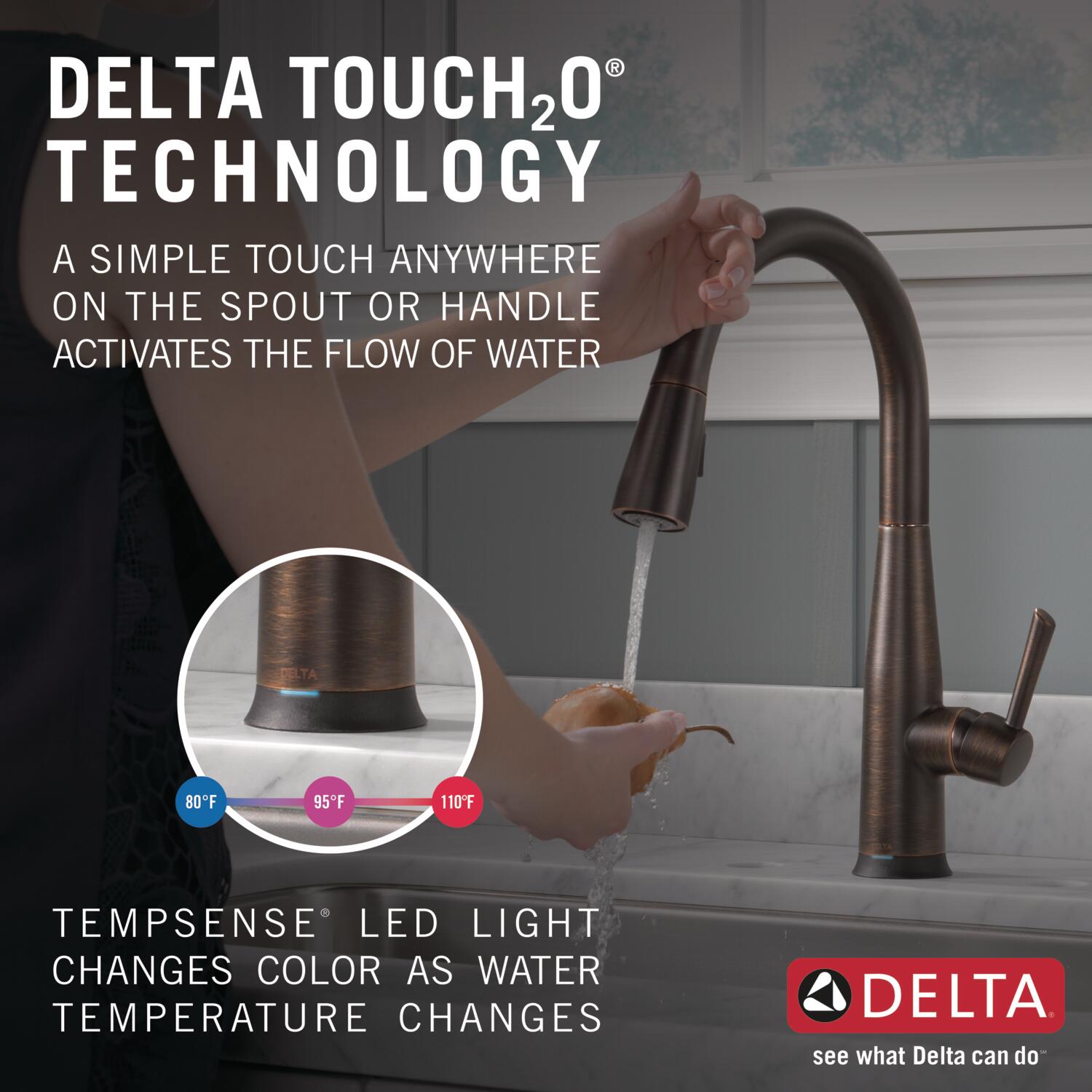 Delta Essa VoiceIQ Venetian Bronze Single Handle Pull Down Touchless   15388599 