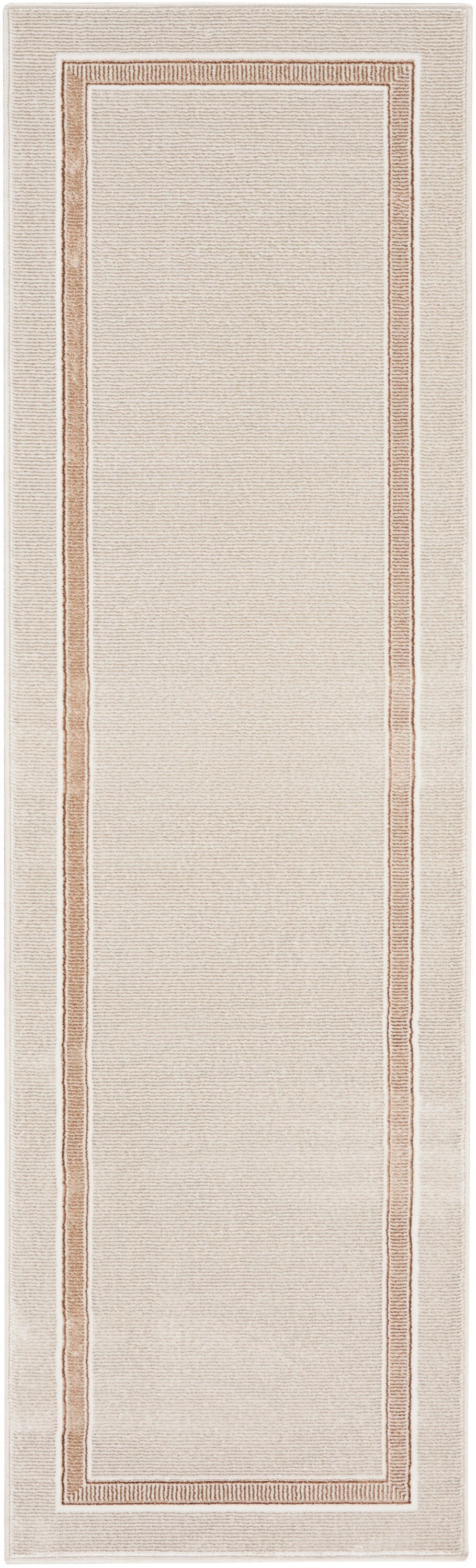 Ivory Cream Art Deco Geometric Easy-Care Area Rug 2'3" x 7'6"