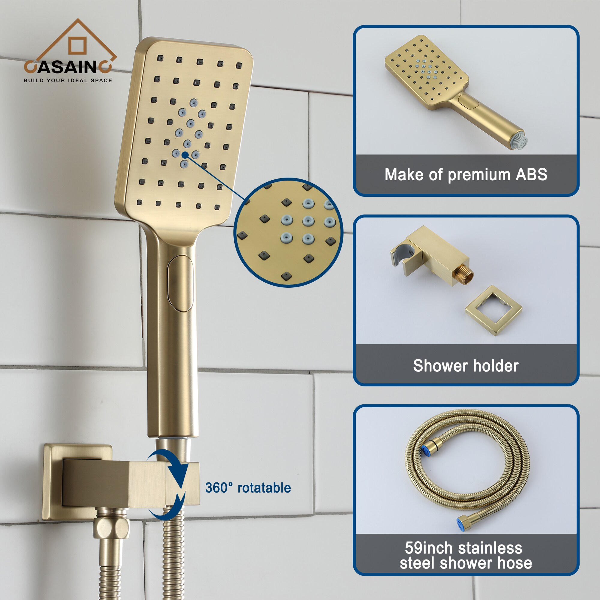 CASAINC OY-98A1003-BG Showerhead-Bar-Panels - View #8