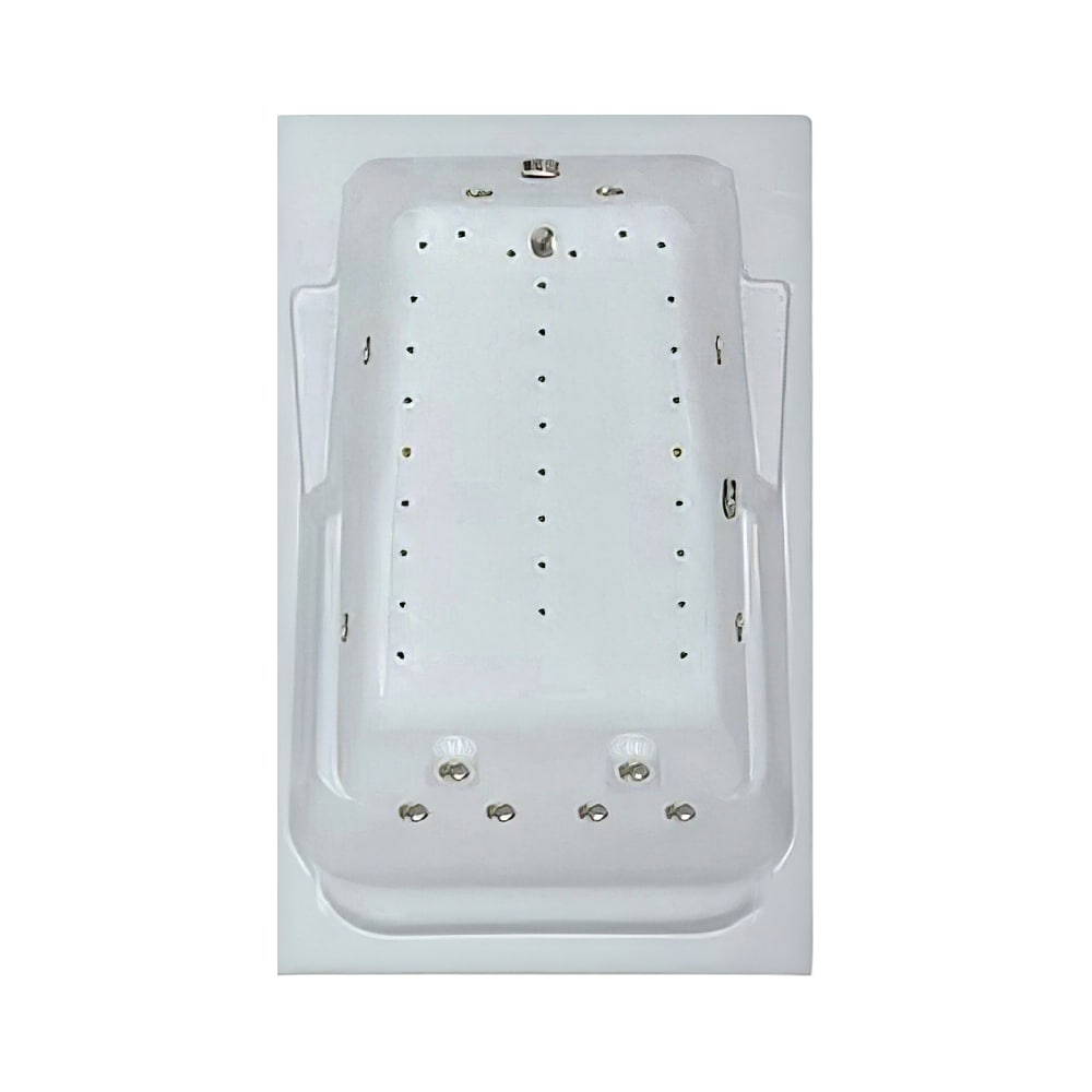 WaterTECH C7248L WHITE Designer 72-in x 48-in White Acrylic Rectangular Drop-in Whirlpool and Air Bath Combination Tub ( Reversible Drain )