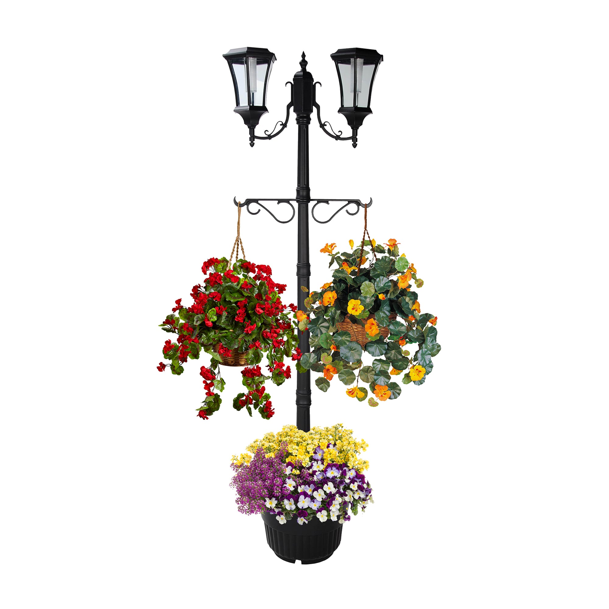 Sun-Ray 3L2007 25.2-in W Medium Black Metal Outdoor Planter with Drainage Holes