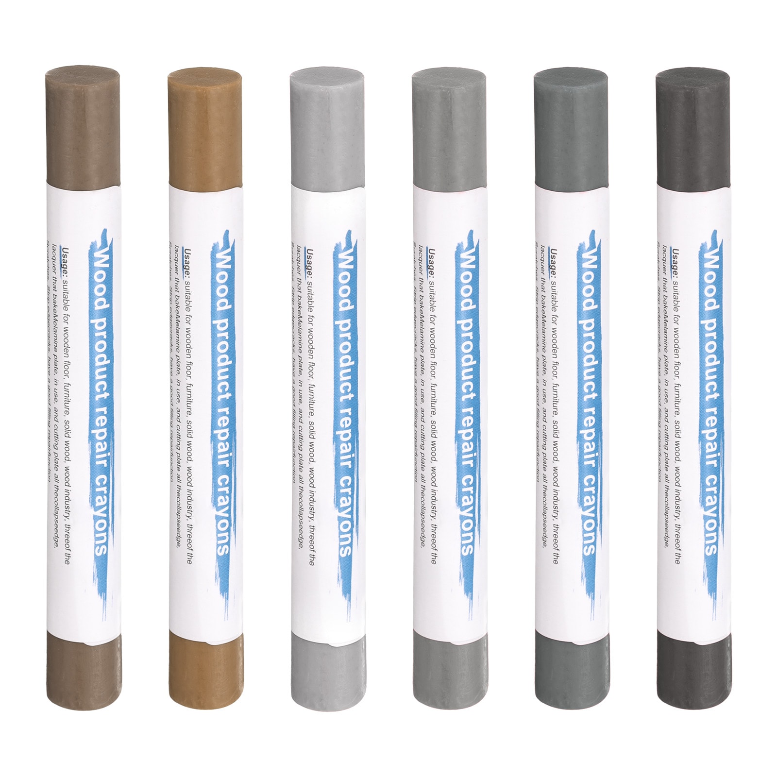 Harfington Wood Filler Sticks 6 Colors Wooden Wax Touch Up Furniture Repair Crayons for Lead Gray Medium Gray Wood Slightly Gray Champagne Light Gray