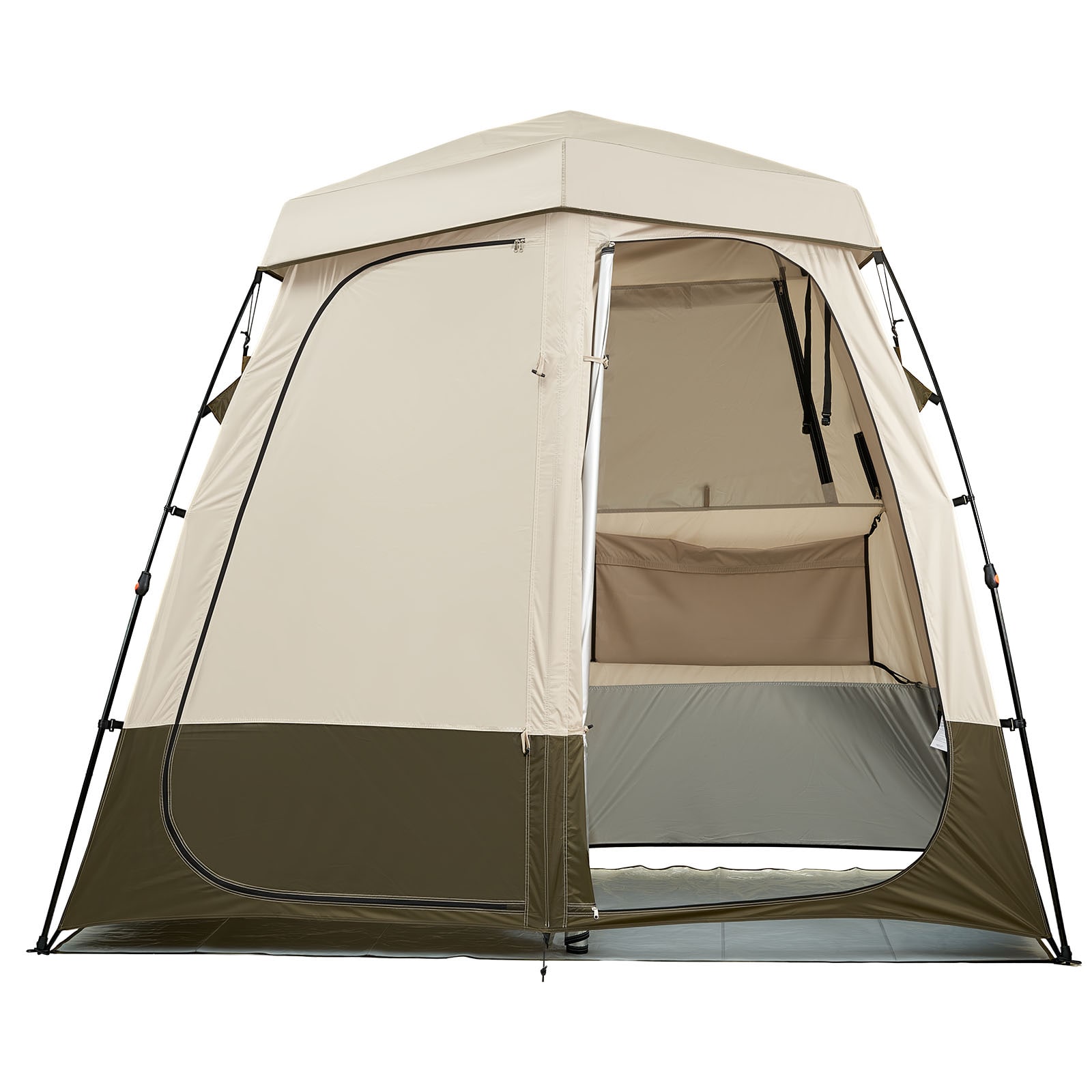 VEVOR Camping Shower Tent  2-Room Foldable Privacy Tent Changing Room with Ground Stakes  Ropes  Carry Bag  and Crossbar  150D Oxford Fabric with Silver Coating  for Camping  Beach  and Fishing