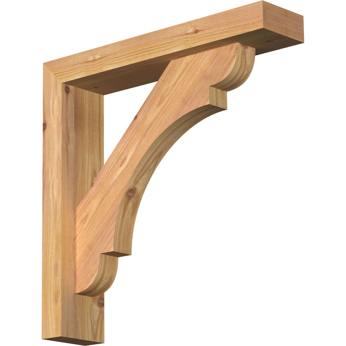 Ekena Millwork 1463508 Olympic Block Smooth Bracket with Offset Brace 3-1/2-in x 16-in x 16-in Western red cedar Brown Wood Standard bracket