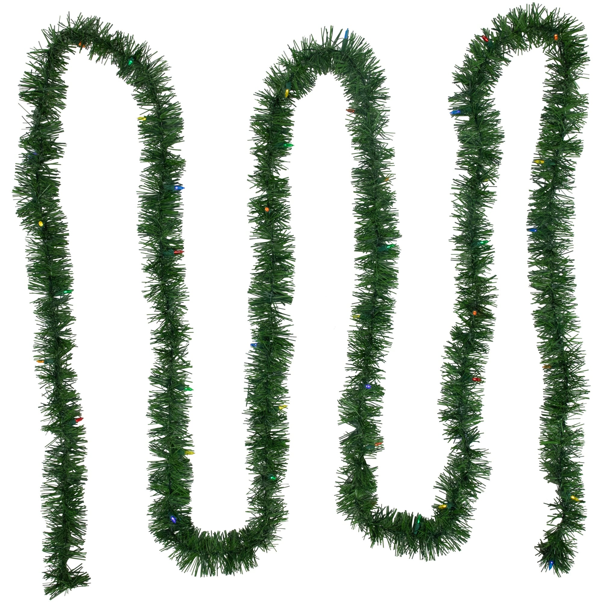 Northlight Pre-Lit LED Battery Operated Pine Artificial Christmas Garland - 18 feet x 3 inch - Multicolor Lights