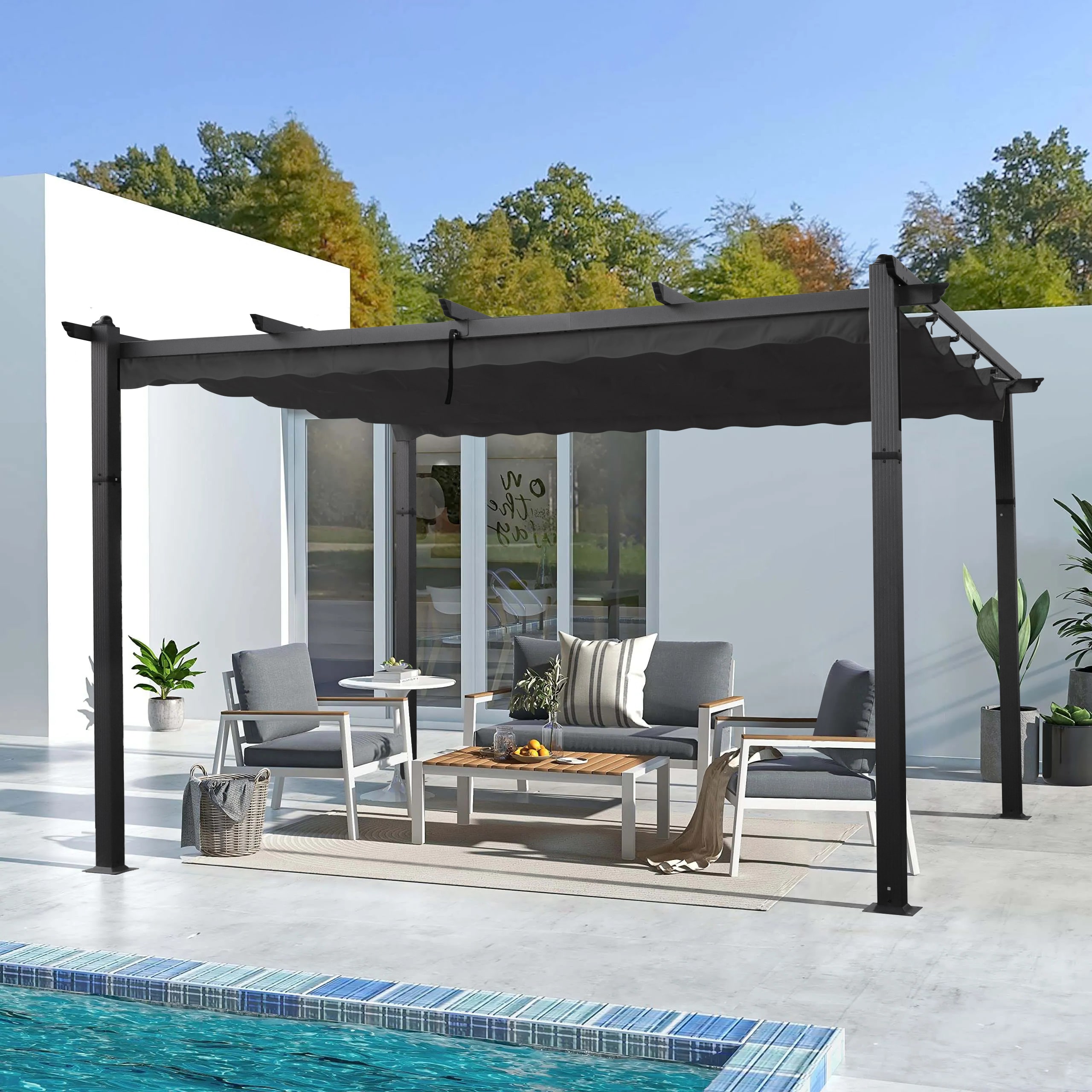WELLFOR ZBEGA49GR 13-ft x 10-ft Gray with Hardtop Roof (Screen Included)