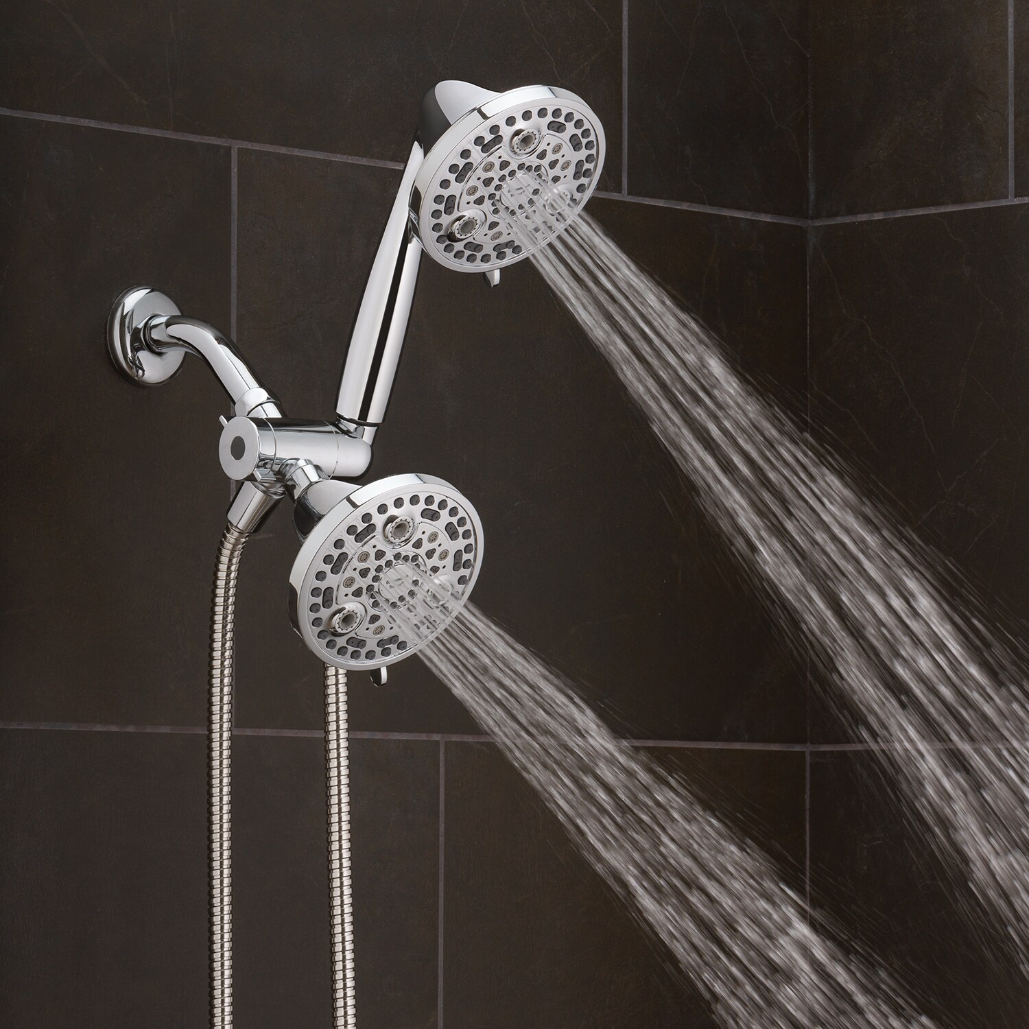TriSpa Chrome Dual Head Wall Mounted Shower System
