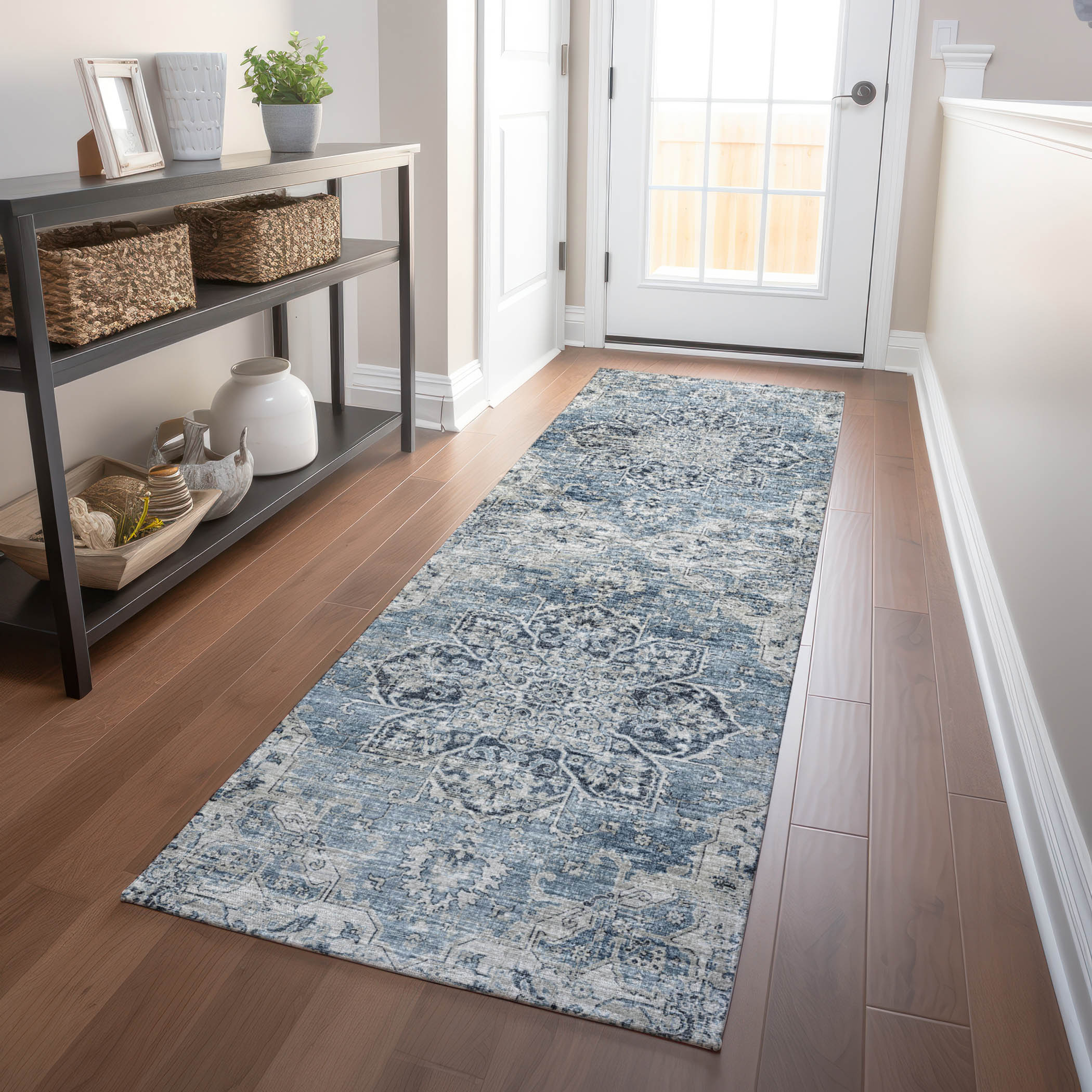 Addison Rugs AMF93BL2X8 Mayfield AMF93BL 2 x 7 (ft) Loomed Polyester Blue Rectangular Indoor Abstract Machine washable Runner rug