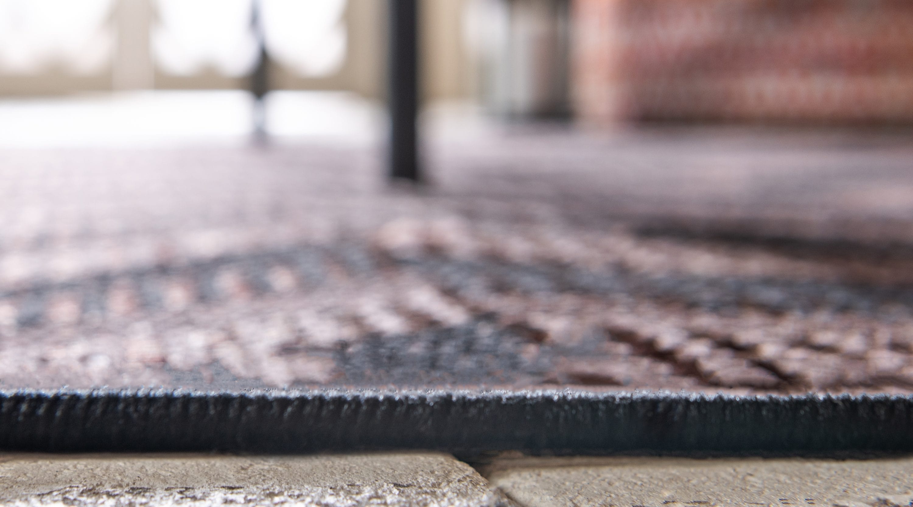 Chevron Pattern Black and Brown Synthetic Outdoor Area Rug