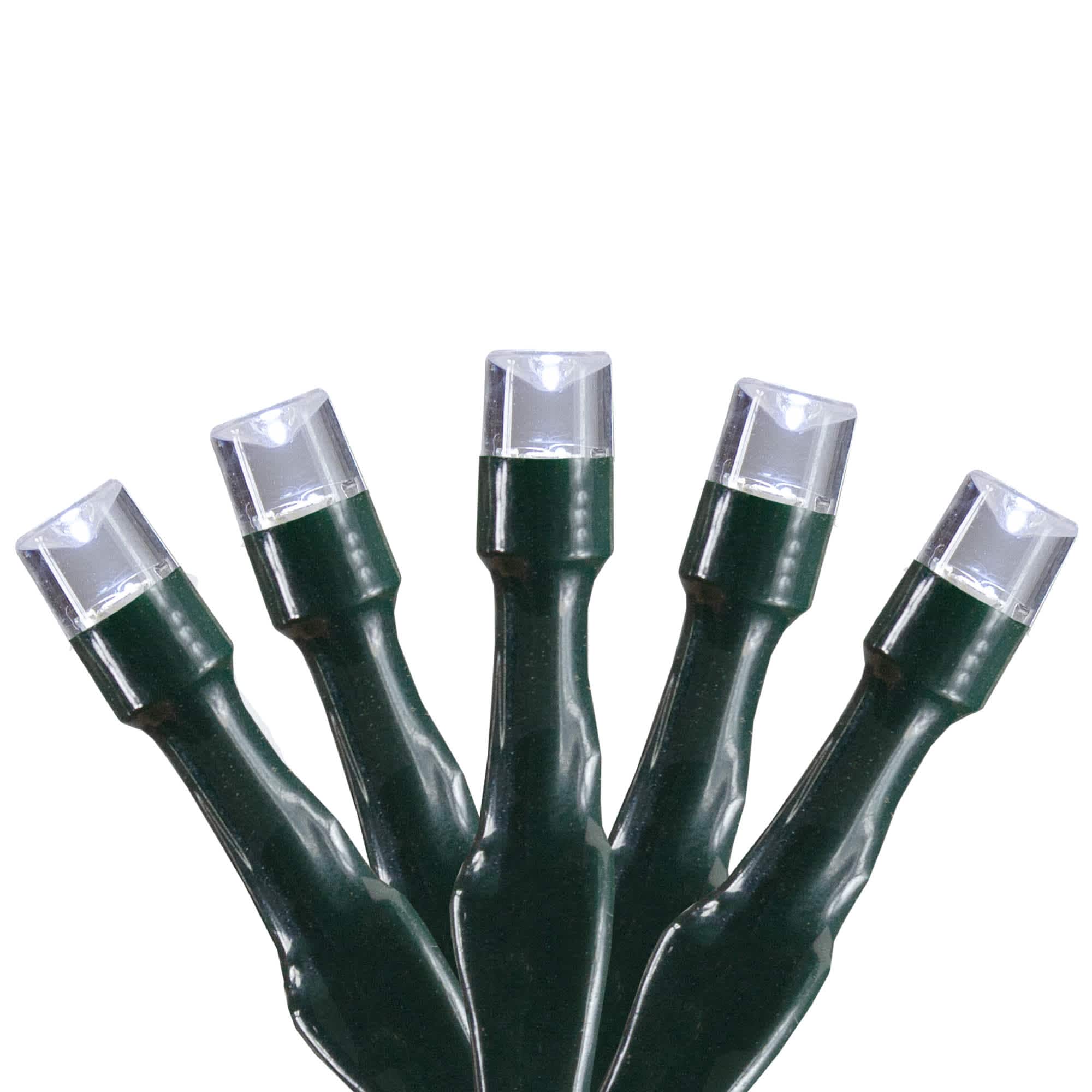 Northlight - Wide Angle LED Christmas Lights - Pure White - 3 feet Green Wire - 10ct
