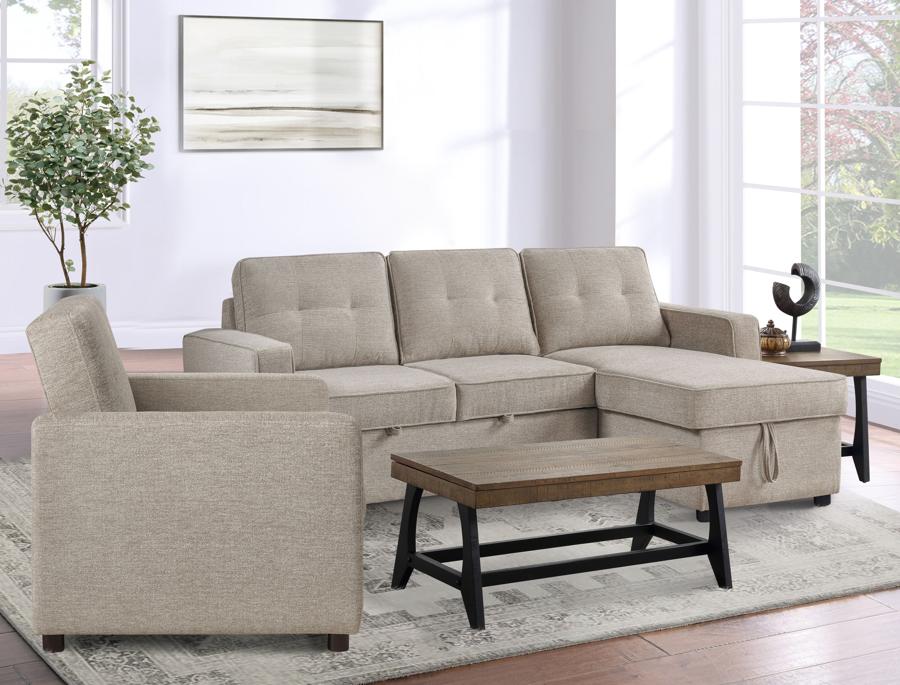 Steve Silver NOA800N-CHOFASET-4PC Casual Chenille Tan Living Room Set
