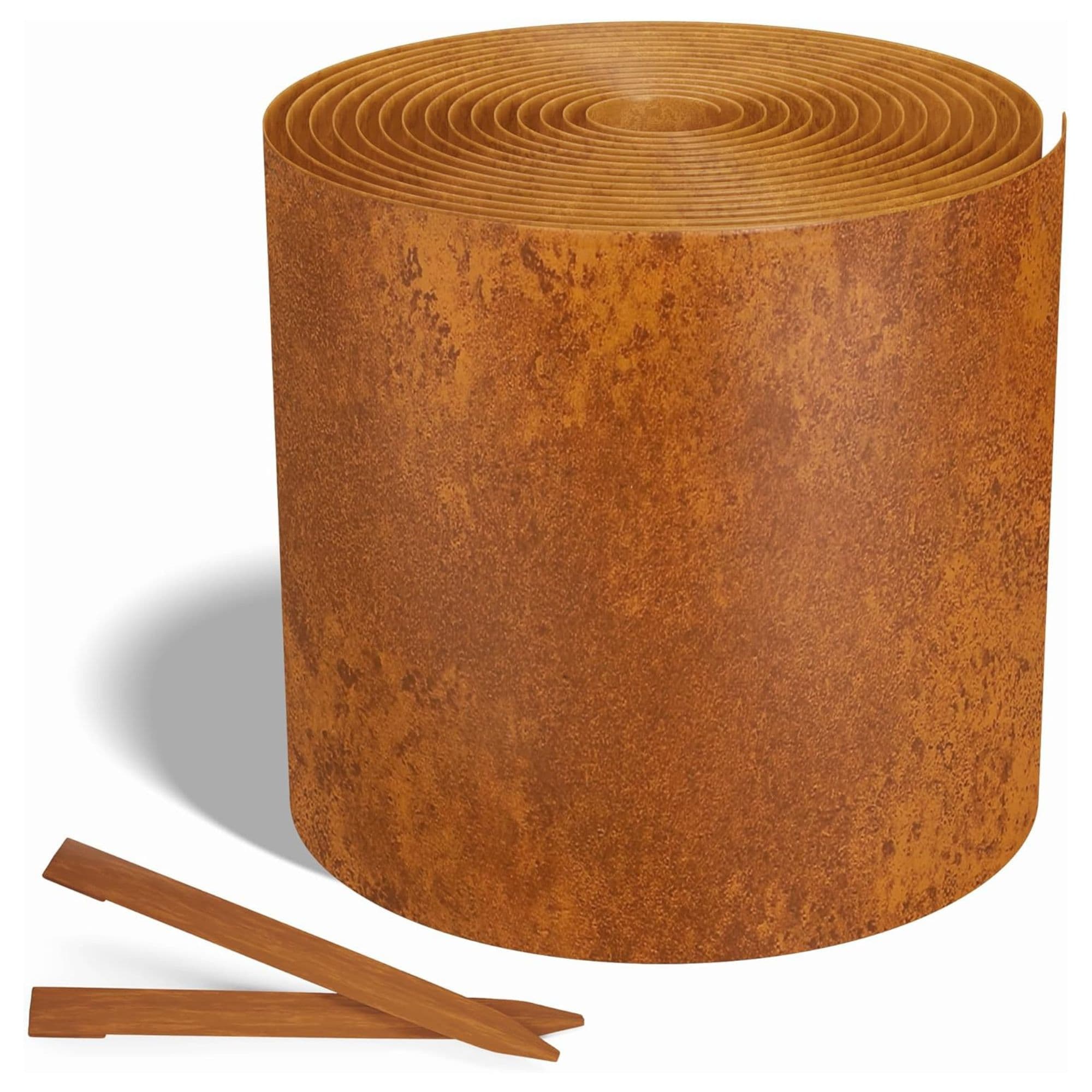 Worth  Galvanized Steel Landscape Edging Roll with 8 Stakes 10 Inches x 25 Feet Rust