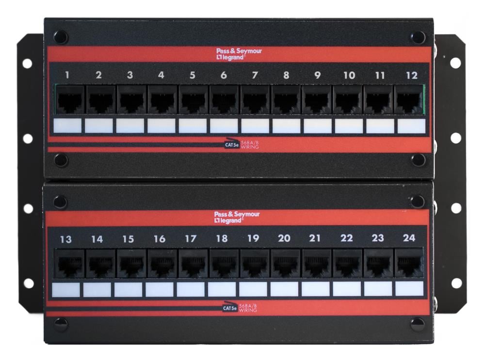 On-Q/Legrand Cat5e 24-Port Patch Panel - Black, TIA/EIA 568 Standard,  Gigabit Ethernet Compatible in the Patch Panels department at