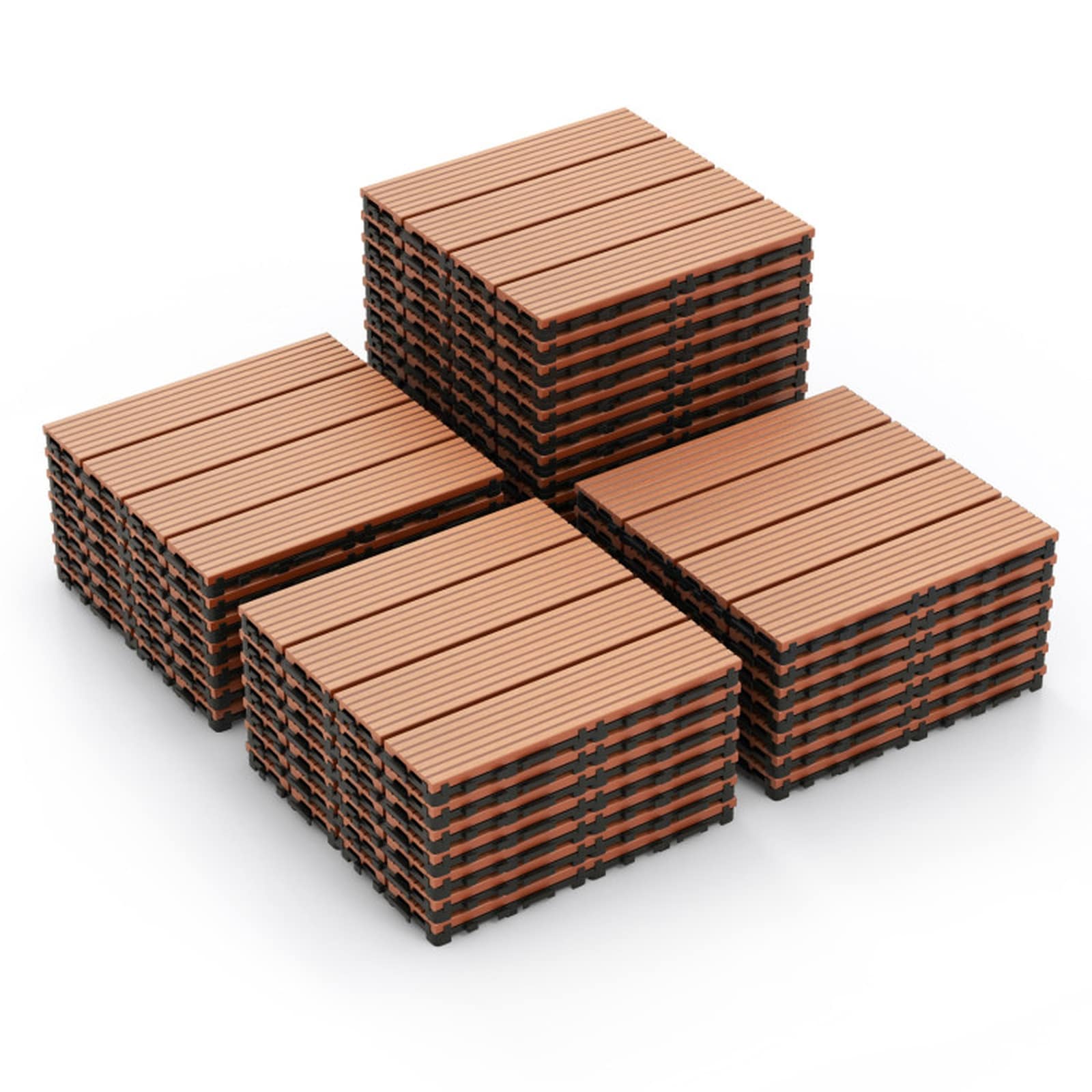SUGIFT Interlocking Deck Tiles 12-in x 12-in 18-Pack 18-sq ft WPC Composite Outdoor Patio Floor Tiles Anti-Slip Snap-Together for Patio Balcony Poolside #LW038SUGHY339