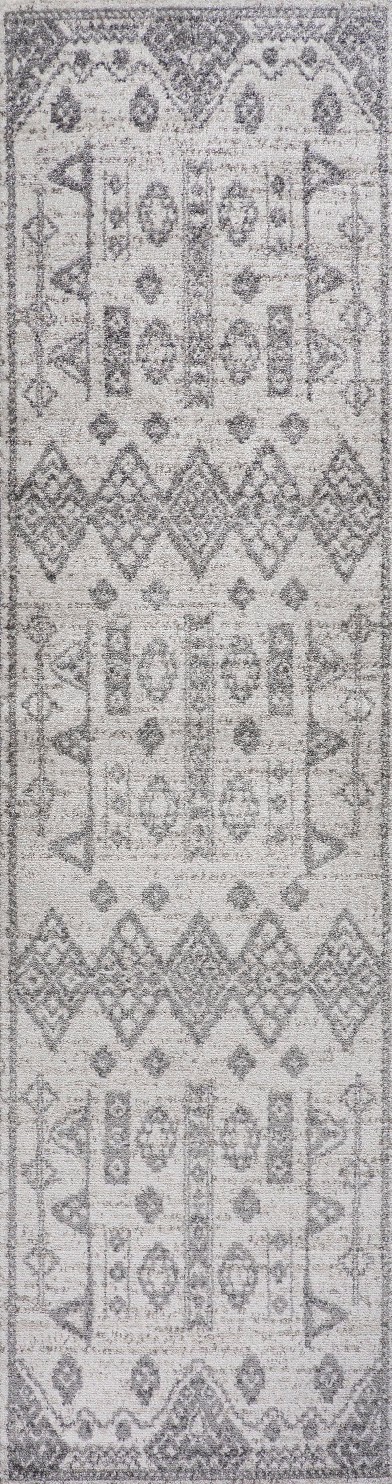 Gray Geometric Synthetic Reversible Area Rug 2' x 10'