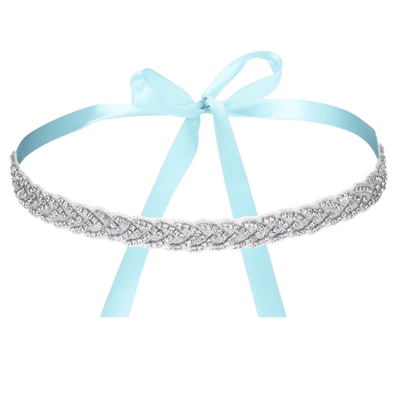 Unique Bargains Bridal Belt 2cm Wide Wedding Dress Belt Handmade with Sparkly Crystal Rhinestone Ribbon Sash for Bride Bridesmaid Dress Wedding Prom