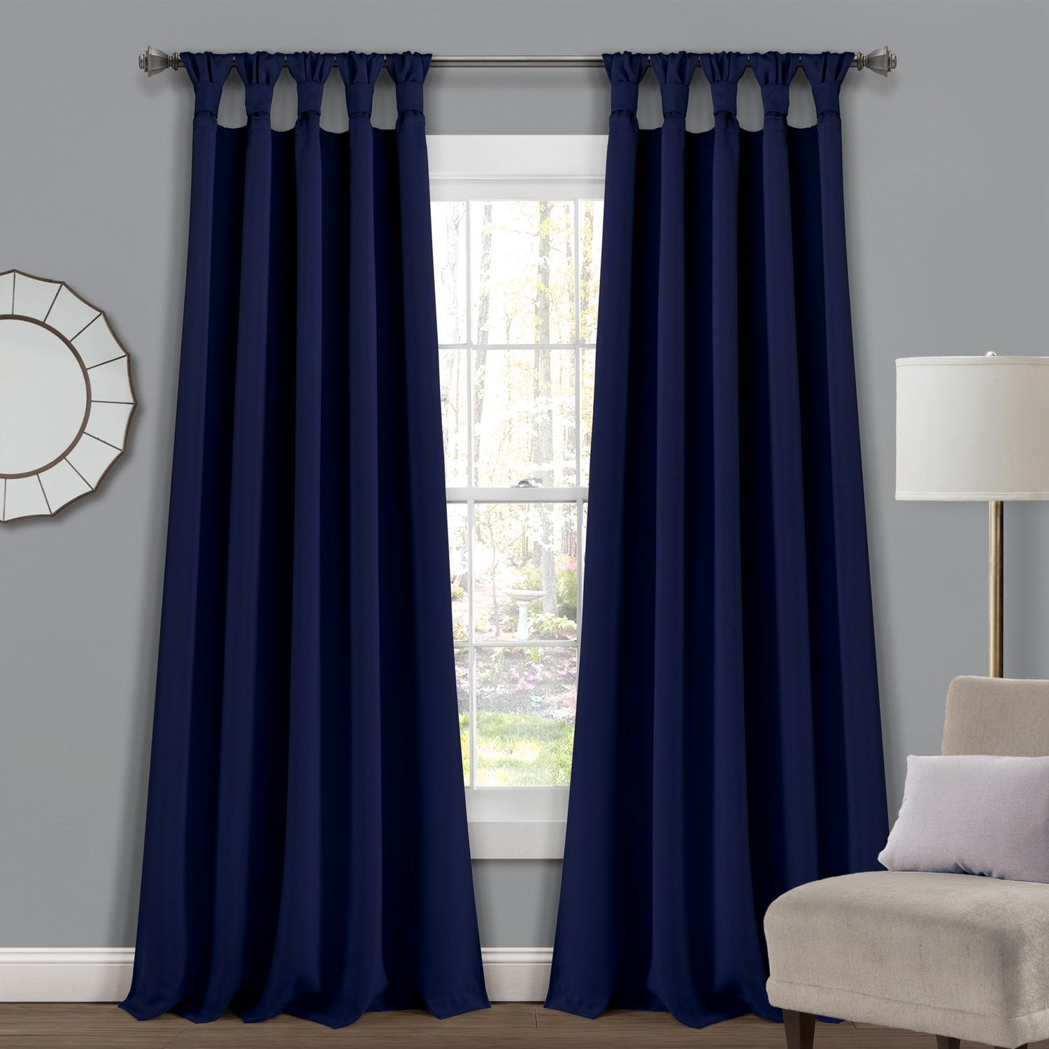 Lush Decor 16T004578 95-in Navy Blackout Top tab Curtain panel pair
