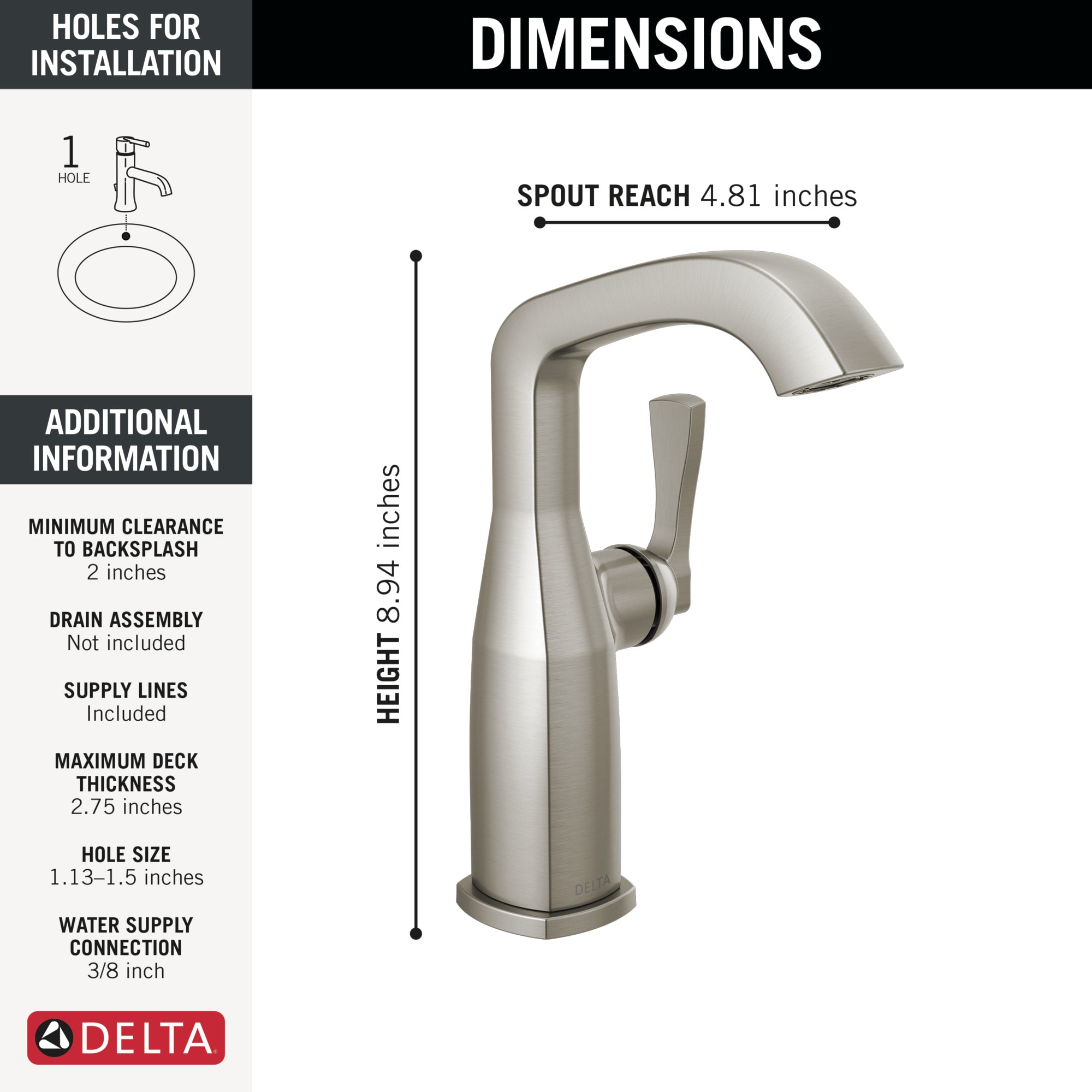 Delta 676-SS-PR-DST Lavatory-Faucets - View #3
