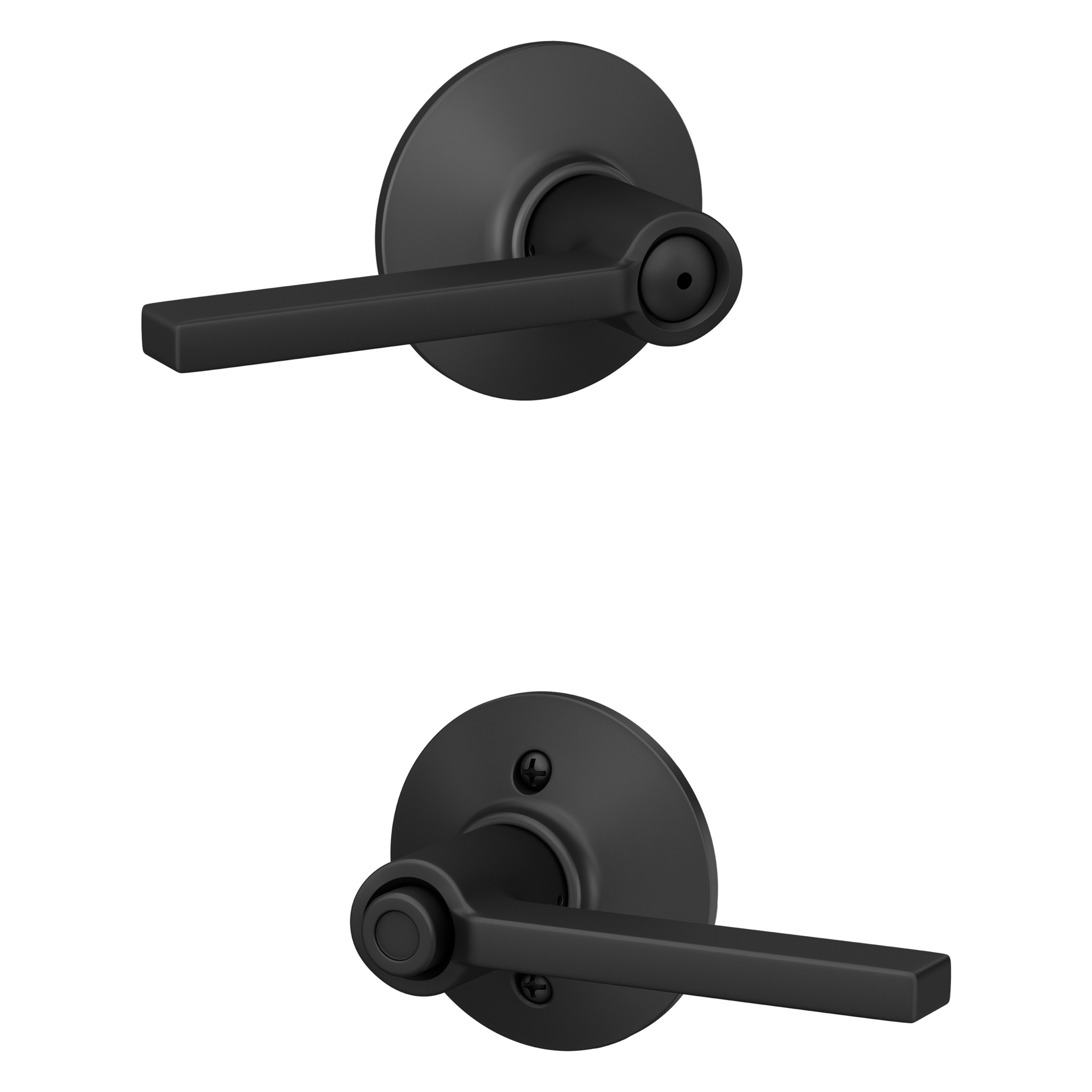 Schlage F40 G LAT 622 Latitude Matte Black Universal Interior Bed/Bath Privacy Door Handle