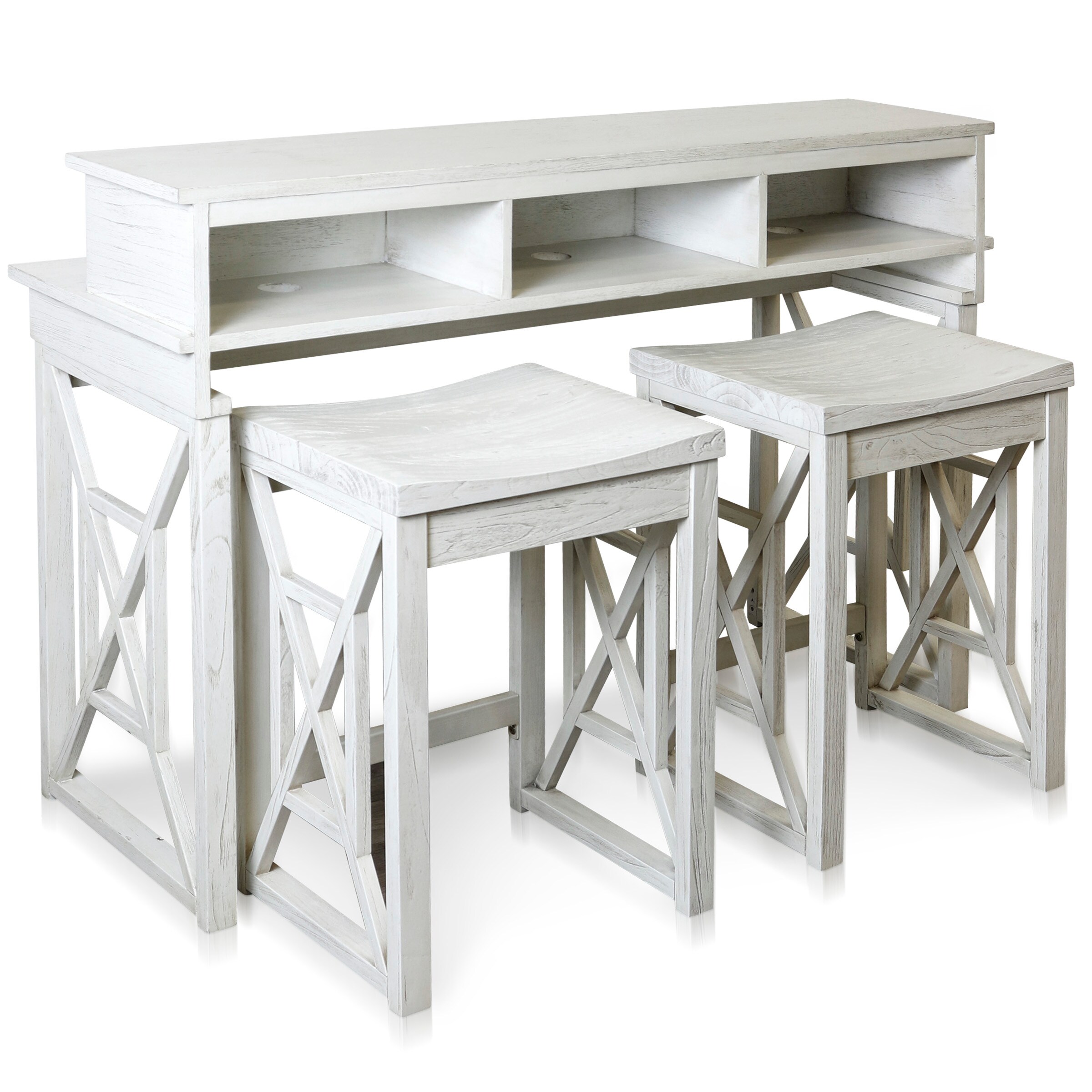 StyleCraft Home Collection ISF236048DS Country Distressed White Finished Wood Console Table