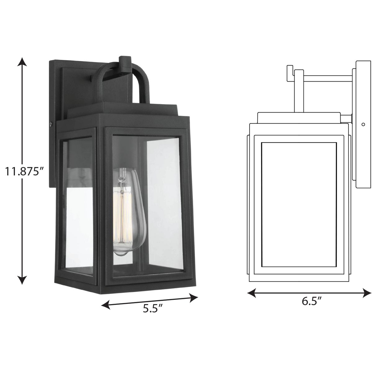 Grandbury Black Bronze Outdoor Wall Lantern with Clear Glass