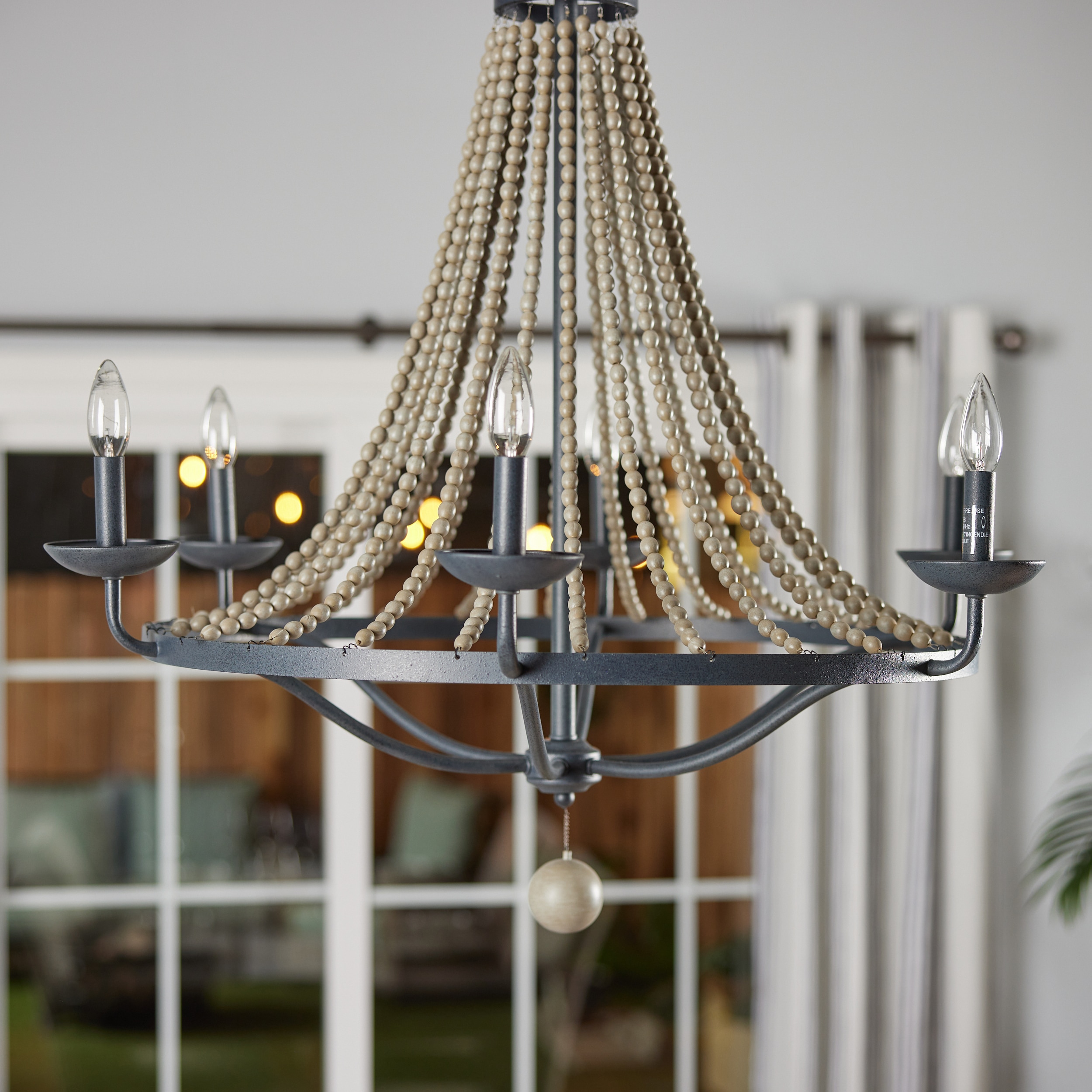 Nori 6-Light Dark Weathered Zinc and Driftwood Grey Chandelier