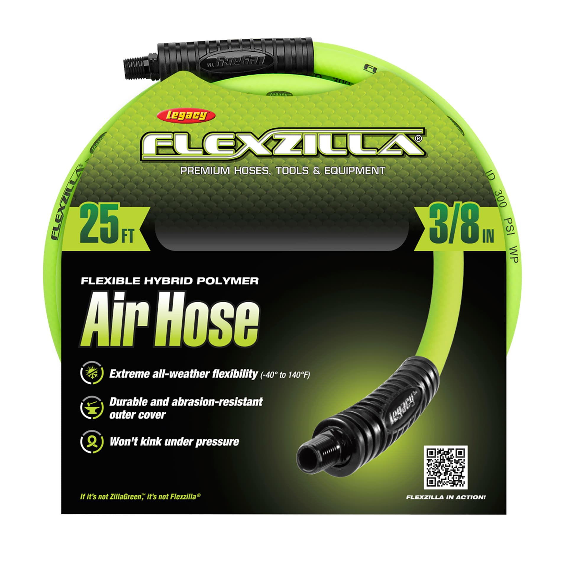 Flexzilla Air Hose, 3/8-in x 25-ft, 1/4-in Mnpt Fittings in the 