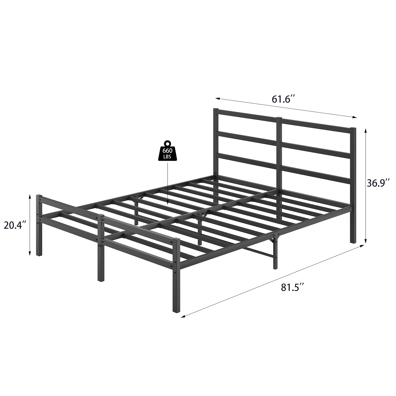 GZMR Queen Metal Platform Bed Frame Black Queen Metal Bed Frame in the ...