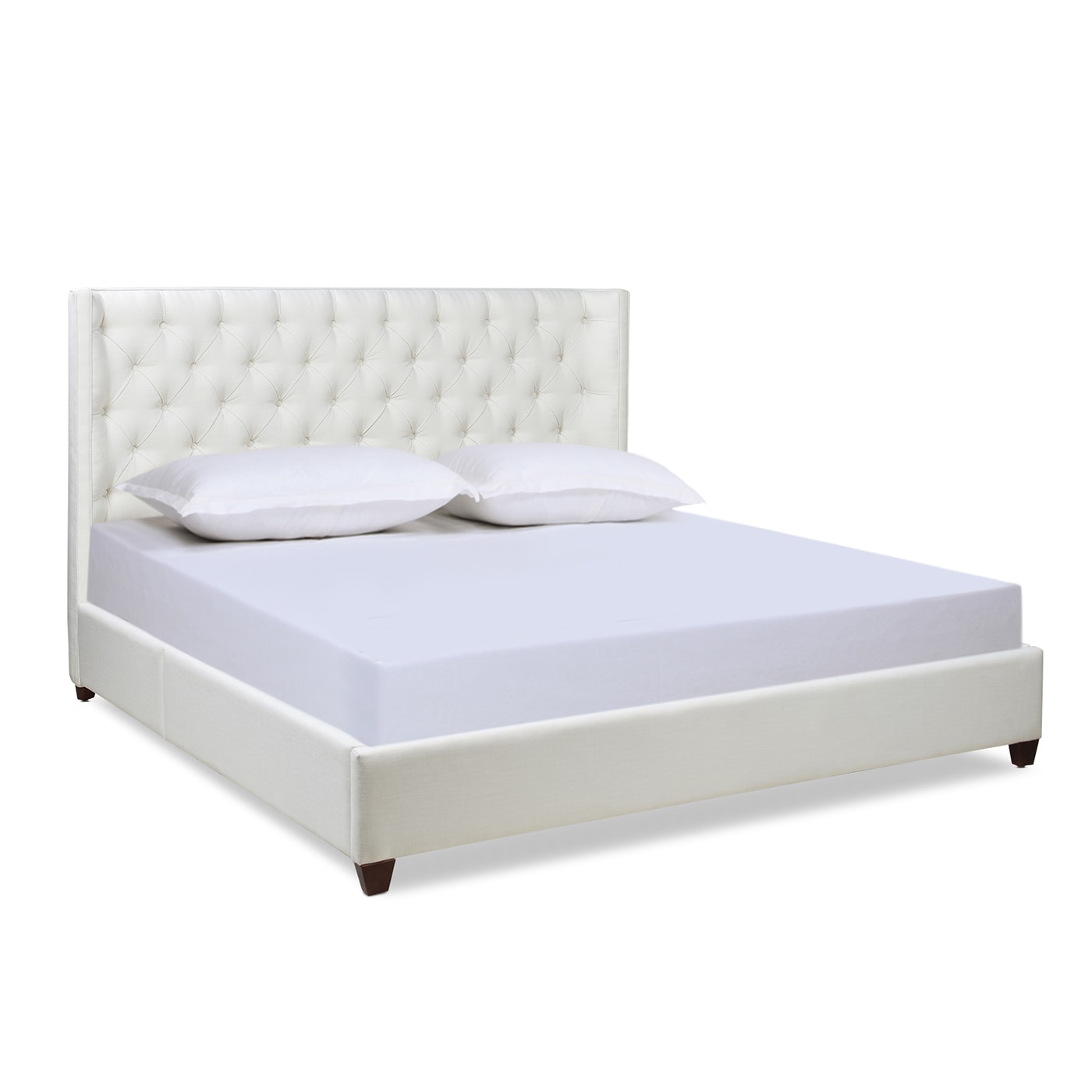 Jennifer Taylor Home 52152-4-879-1 Manhattan Antique White King Upholstered Platform Bed