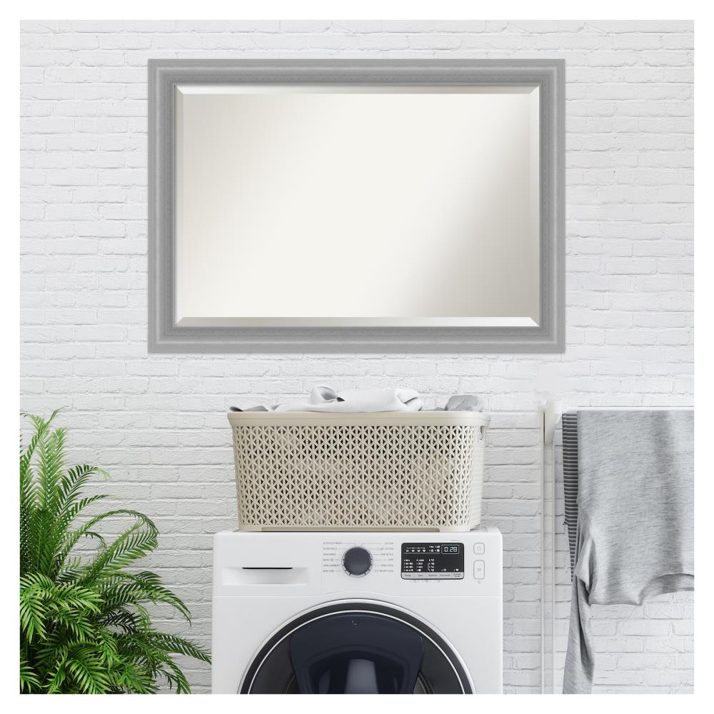 Elegance Polished Nickel 40.5" x 28.5" Rectangular Silver Wall Mirror