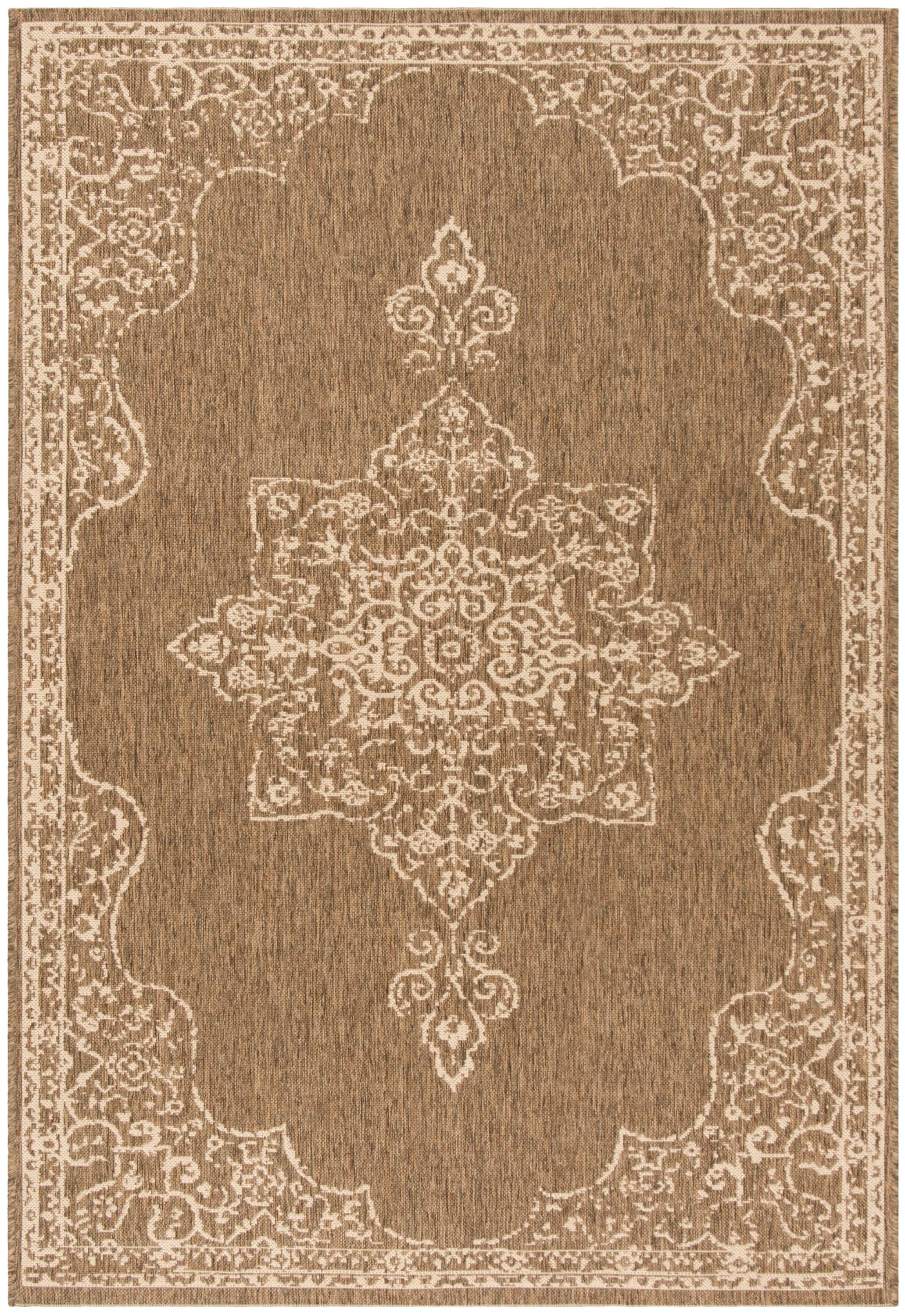 Safavieh BHS180A-6 Beach House Winona 7 x 9 (ft) Loomed Polypropylene Cream/Beige Rectangular Indoor/Outdoor Border Oriental Area rug