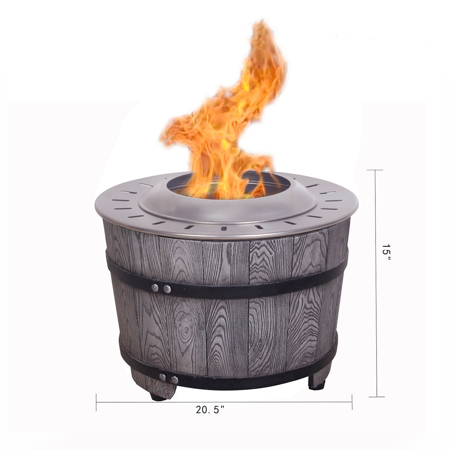 SINOFURN 20.5-in W Gray Magnesium Oxide Wood-Burning Fire Pit in the ...