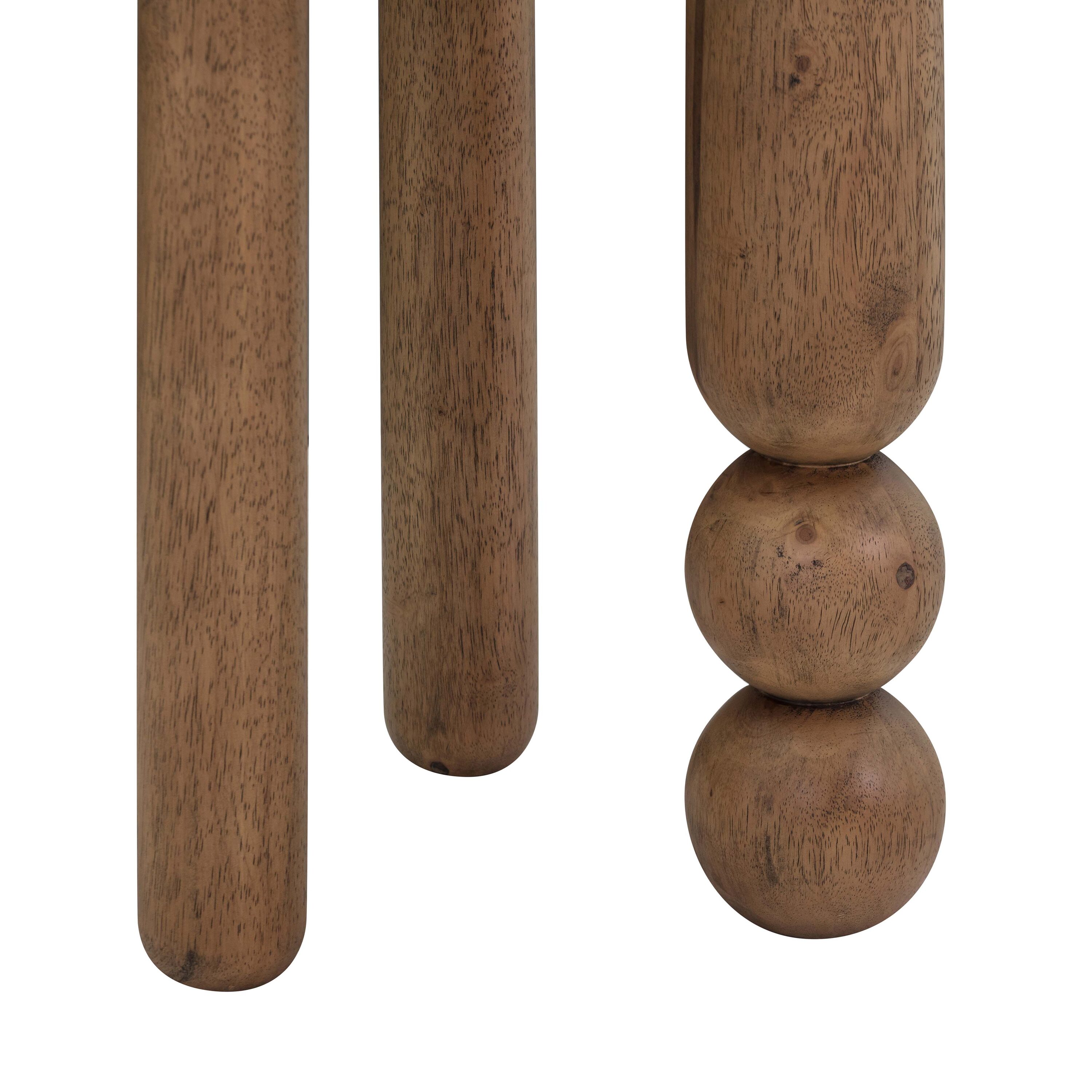 Cognac Brown Round Rubberwood Accent Table
