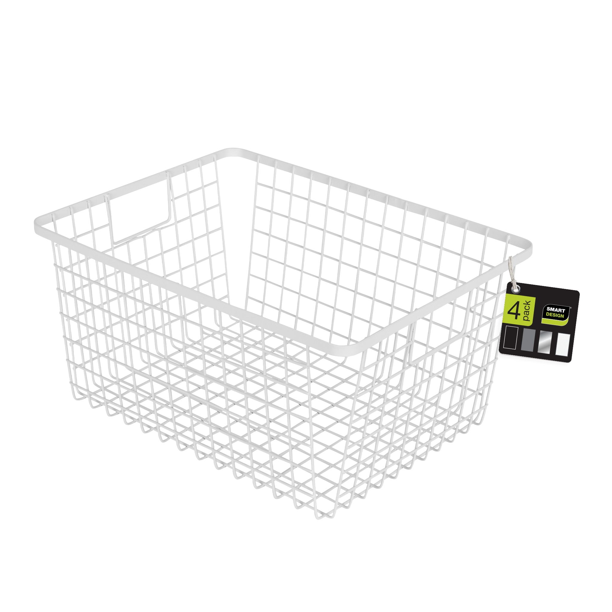 Smart Design 8005631AS4 4 -Pack ( 9-in W x 6-in H x 12-in D ) White Steel Basket