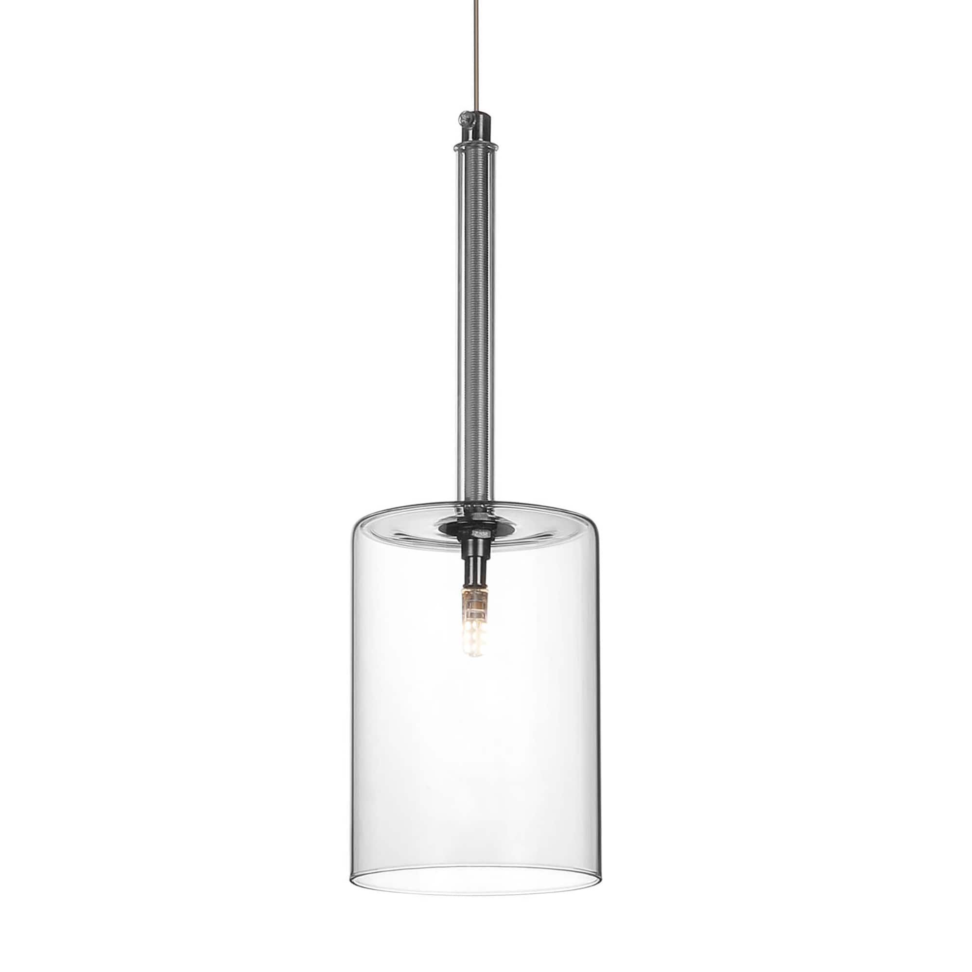LamQee 06FTL0239BBK Origin 21 1 -Light Silver Modern/contemporary Clear glass Cylinder Mini Hanging Pendant light