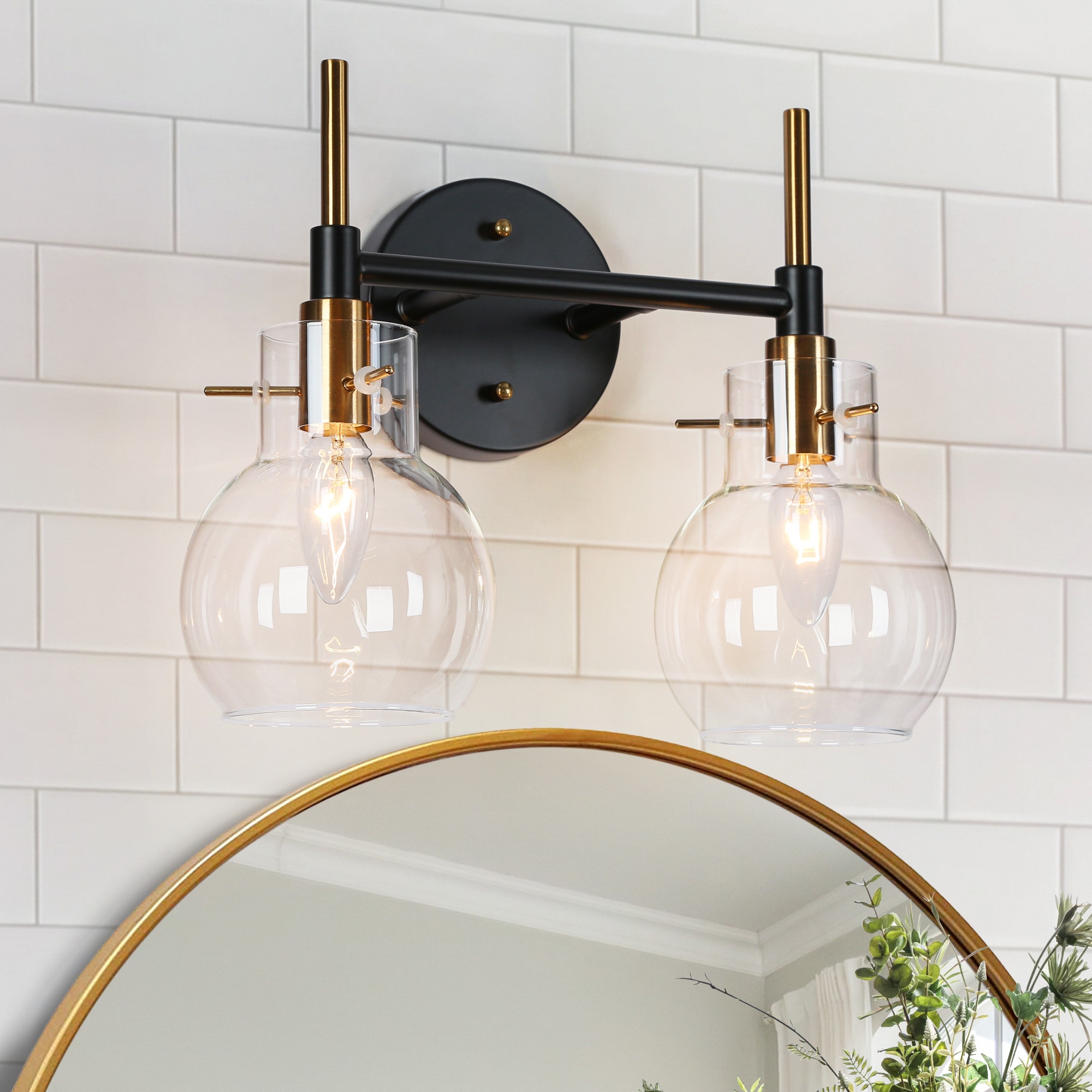 ZEVNI L3JNNEB2W4675S67 Berton 12.5-in 2 -Light Matte Black Transitional Vanity light