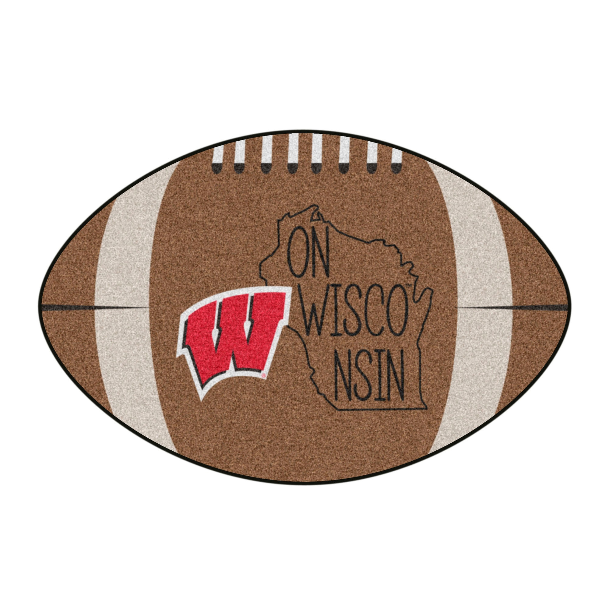 FANMATS 21241 Wisconsin Badgers 32.5-in x 20.5-in Brown Nylon Non-Slip Grip Indoor Decorative Sports Door Mat